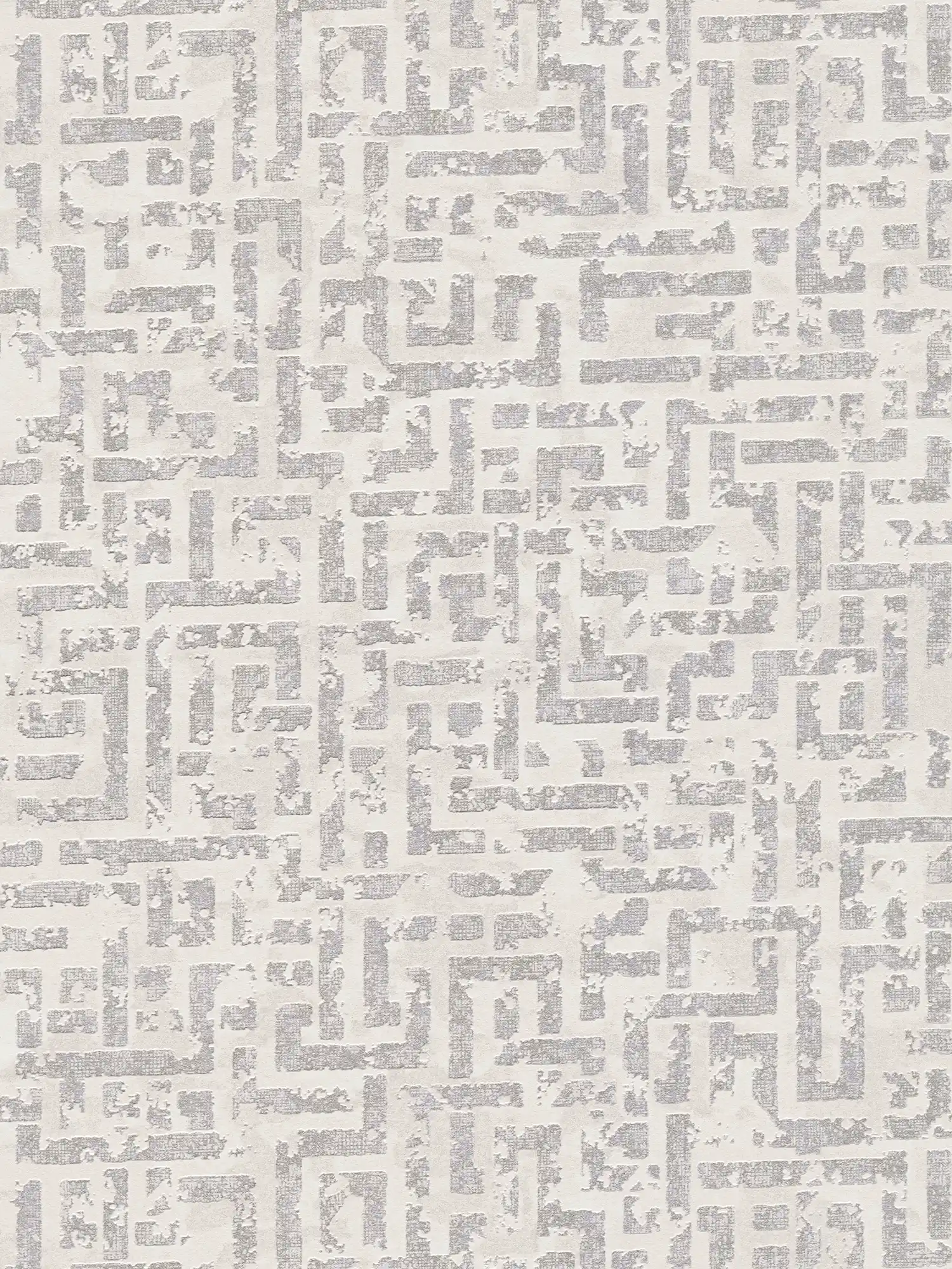         Papier peint aspect usé avec motif en relief - blanc, métallique, gris
    