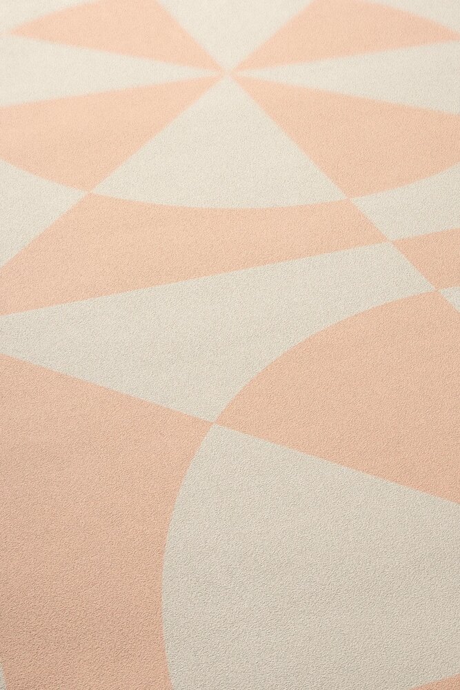             Grafische Vliestapete mit Dreiecken und Kreisen – Creme, Rosa
        