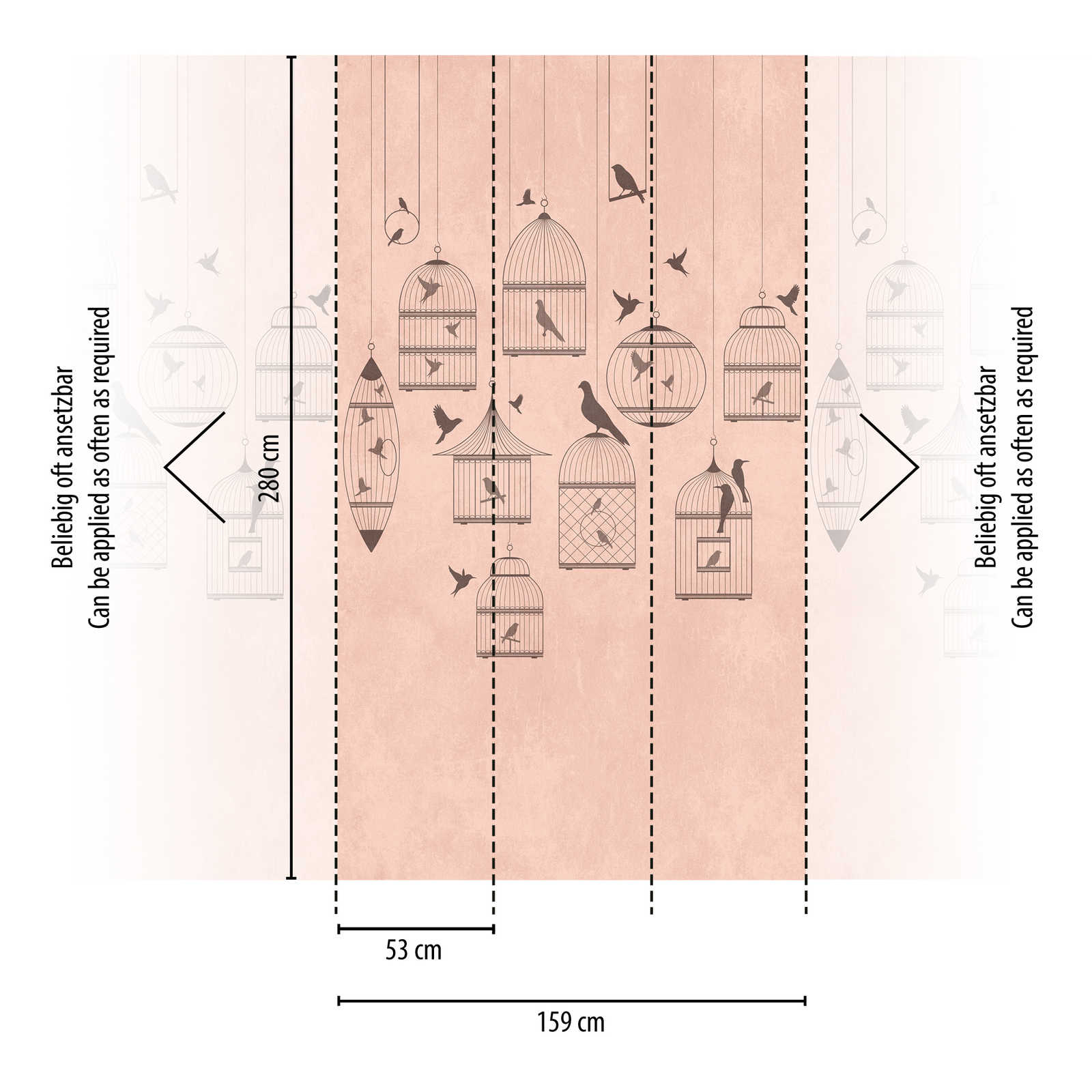             Tapeten-Neuheit – Rosa Motivtapete Singvogel & Vintage Voliere
        