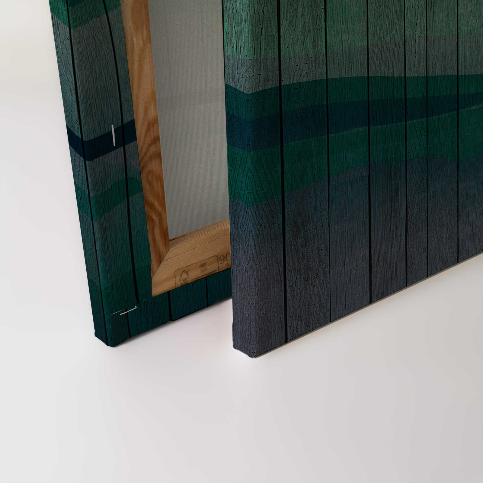             Mountains 3 - modernes Leinwandbild Berglandschaft & Bretteroptik – 0,90 m x 0,60 m
        