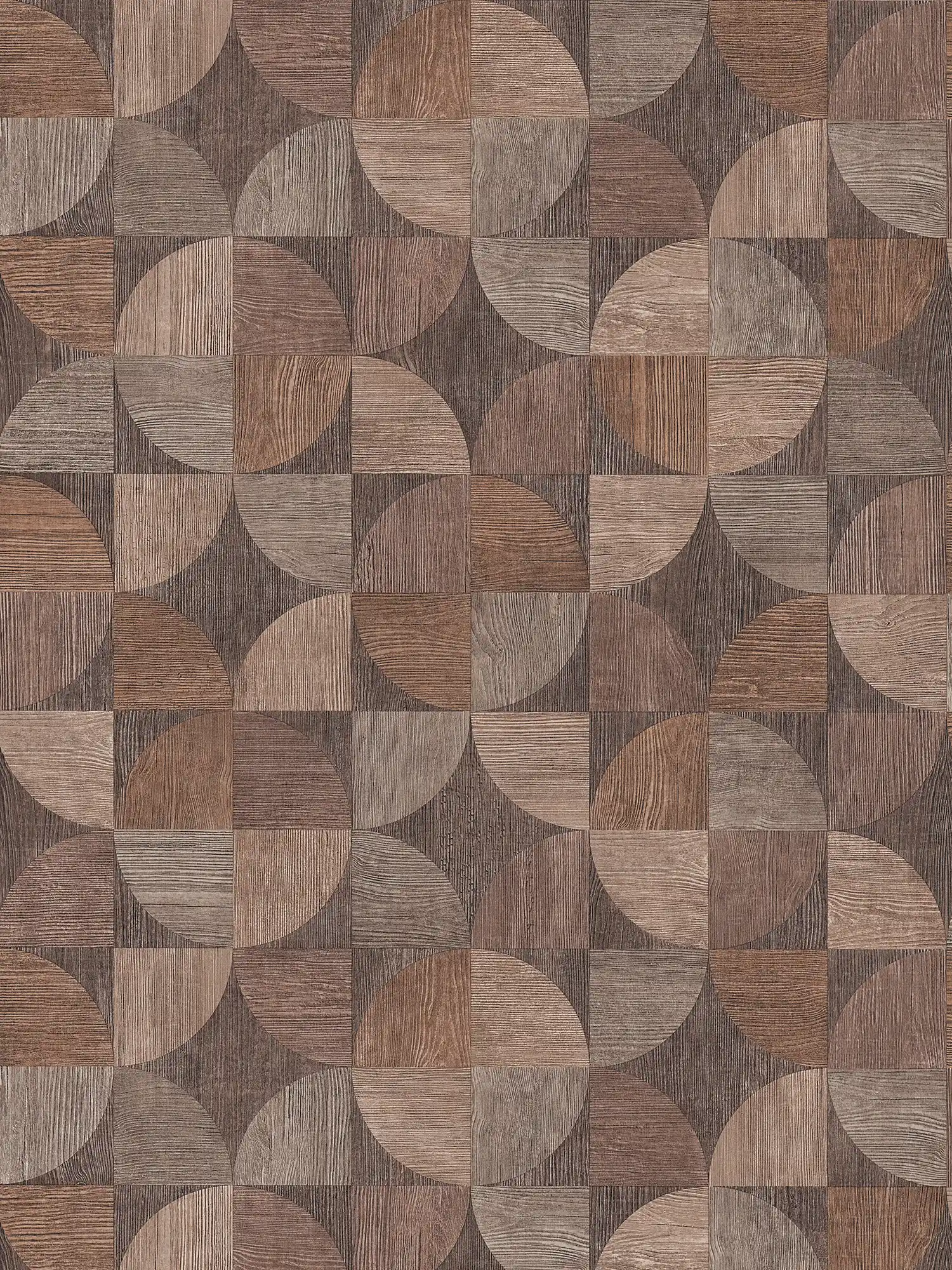 Tapete mit grafischem Muster in Holzoptik – Braun, Beige, Grau