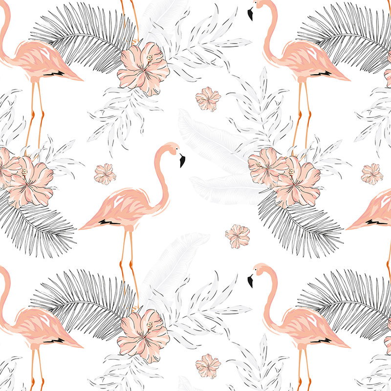 Flamingo, Muster, Blumen, Tropisch, Pastellpfirsich