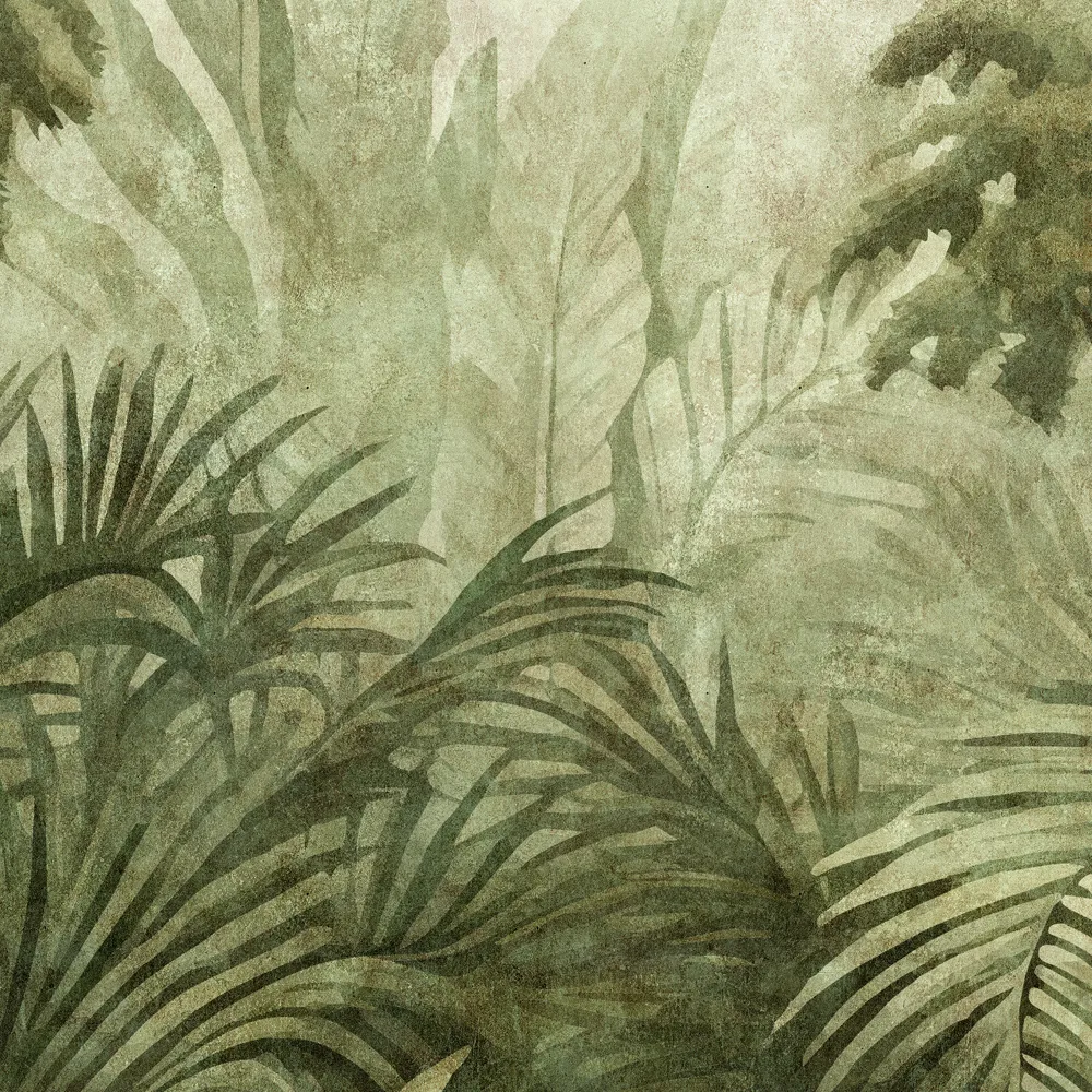 amazonas2 - Fototapete Sanfte Naturwand mit tropischen Pflanzen – Grün | Premium Glattvlies
