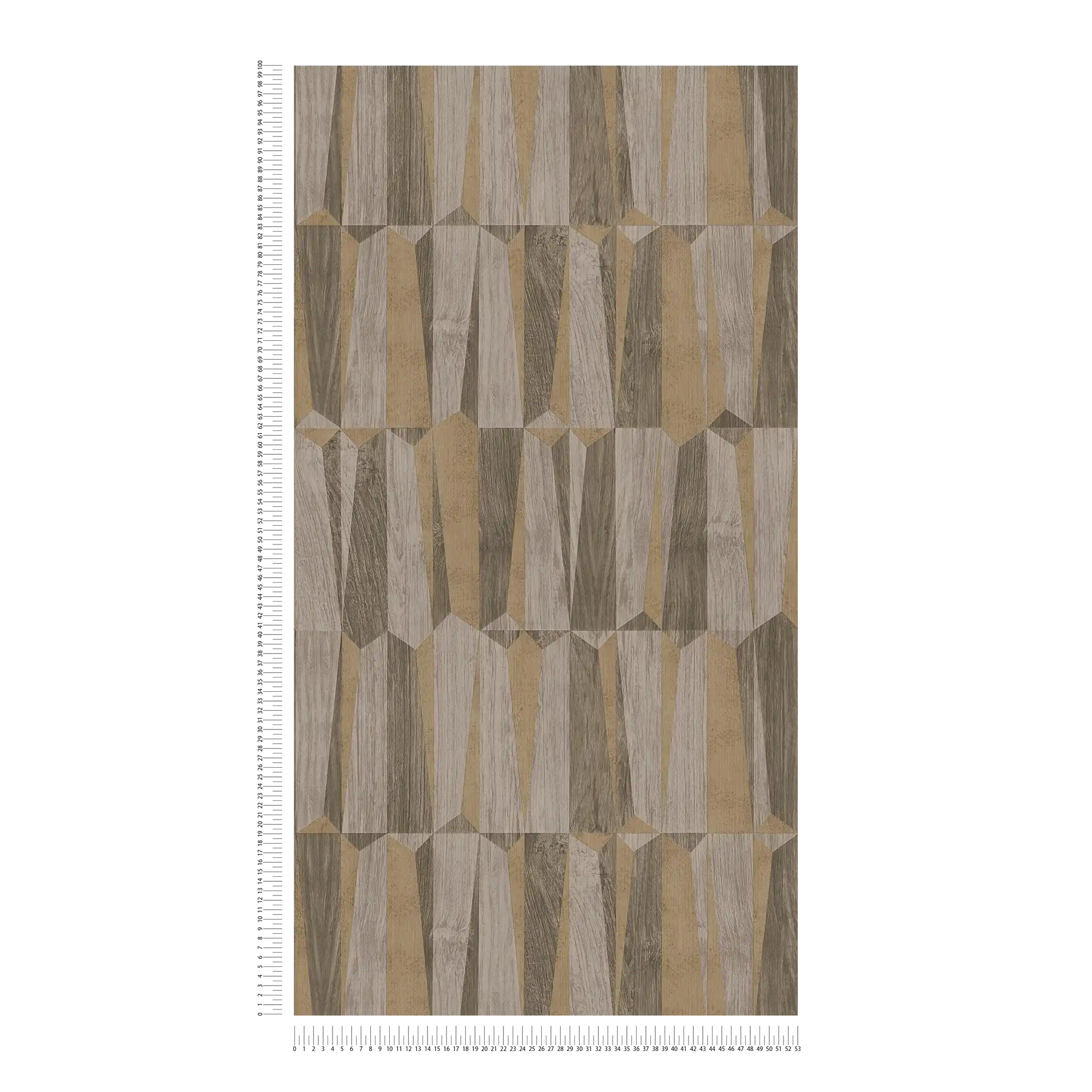 Ethno Tapete mit Metallic &amp; Holzeffekt – Braun, Grau