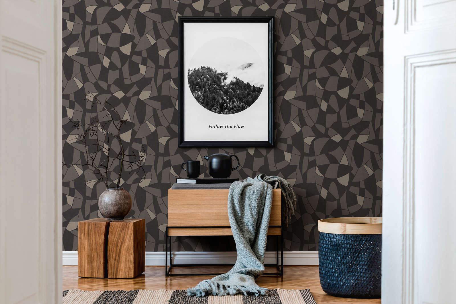 Vliestapete in geometrischen Stil – Schwarz