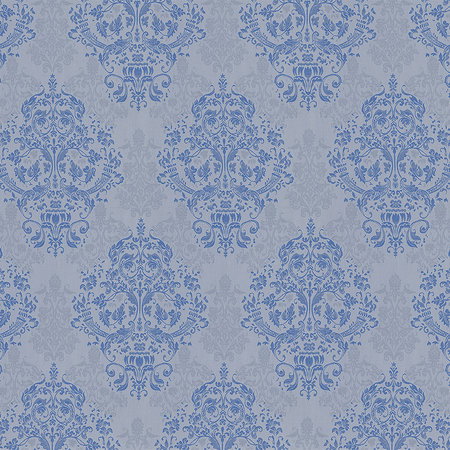 Tapetenmuster, Barockstil, Blaues Muster, Wanddeko, Damast-Design