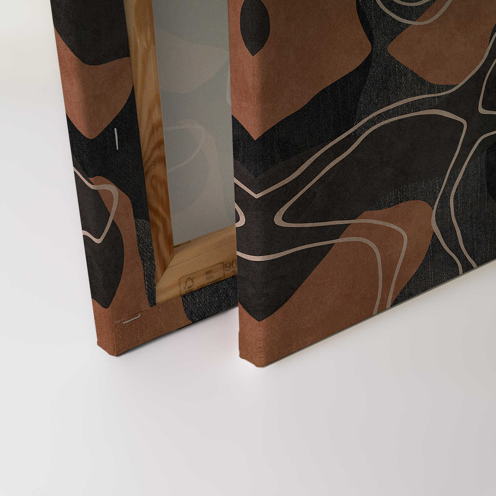 Terra 1 - Ethno Leinwandbild mit abstraktem Design in Erdtönen – 0,90 m x 0,60 m