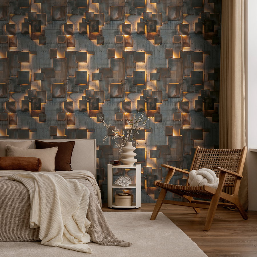 Wandtapete, Muster, Quadrate, Raumdeko, stilvolle Wandgestaltung