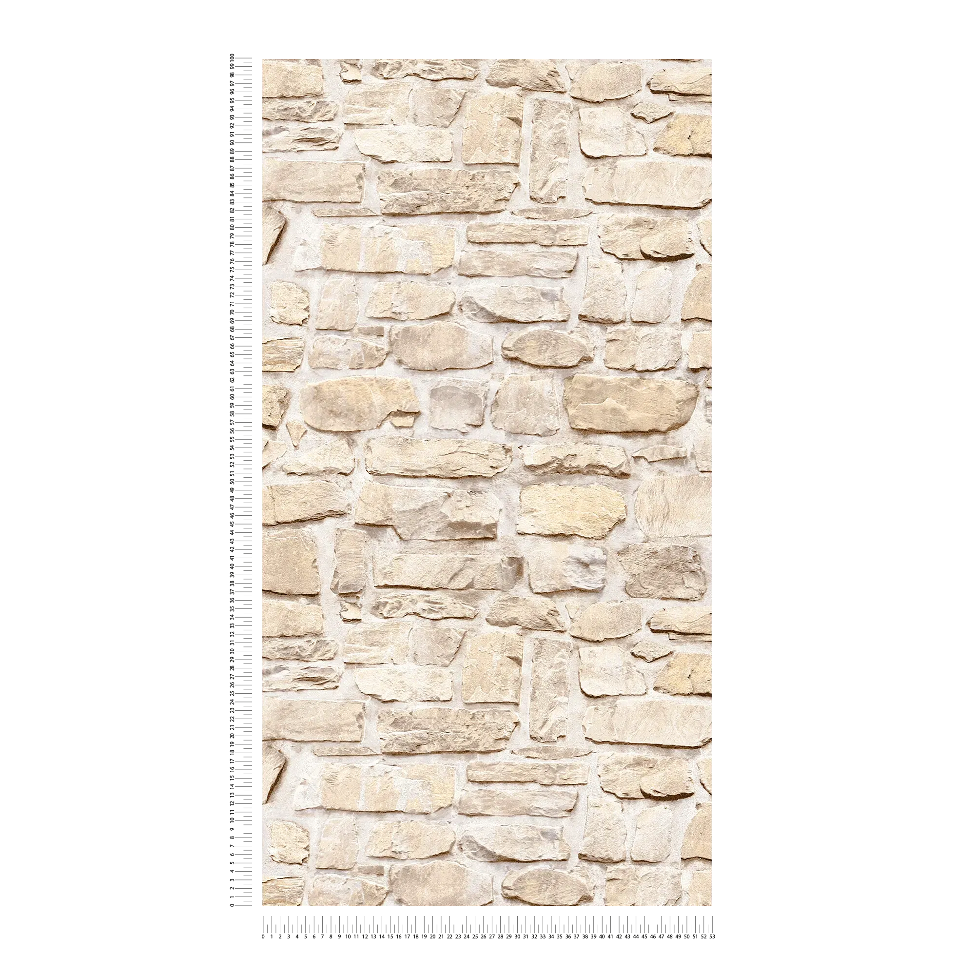             Steenbehang met natuursteenmetselwerk in landhuisstijl - beige, geel
        