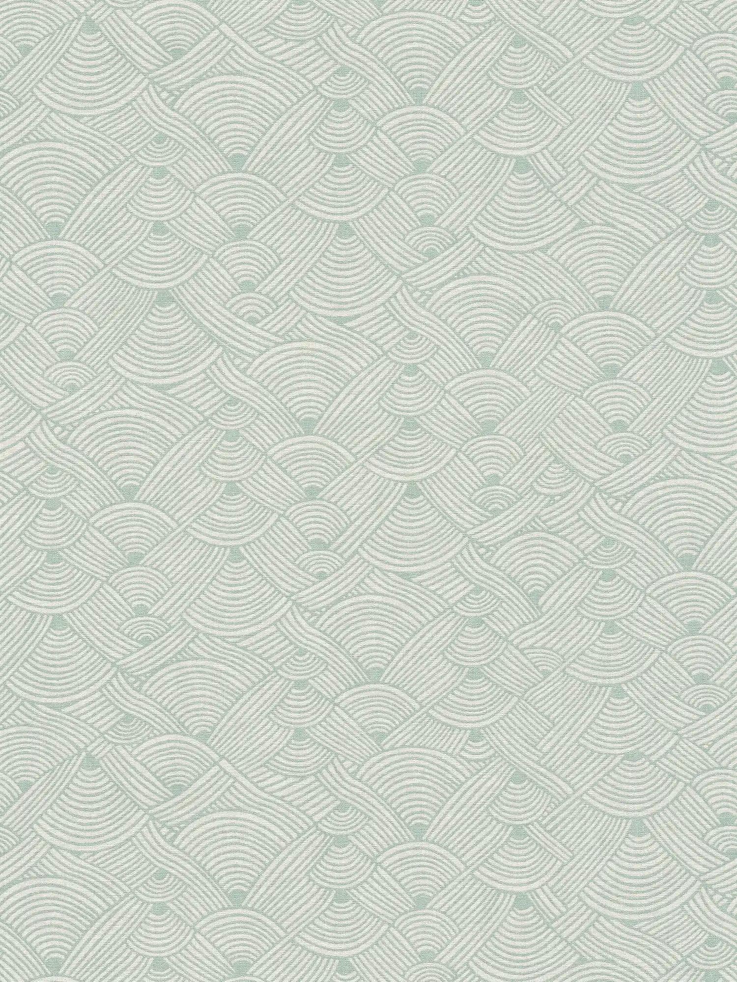         Papier peint graphique Motifs de vagues dans les couleurs de la terre - vert, blanc, bleu
    