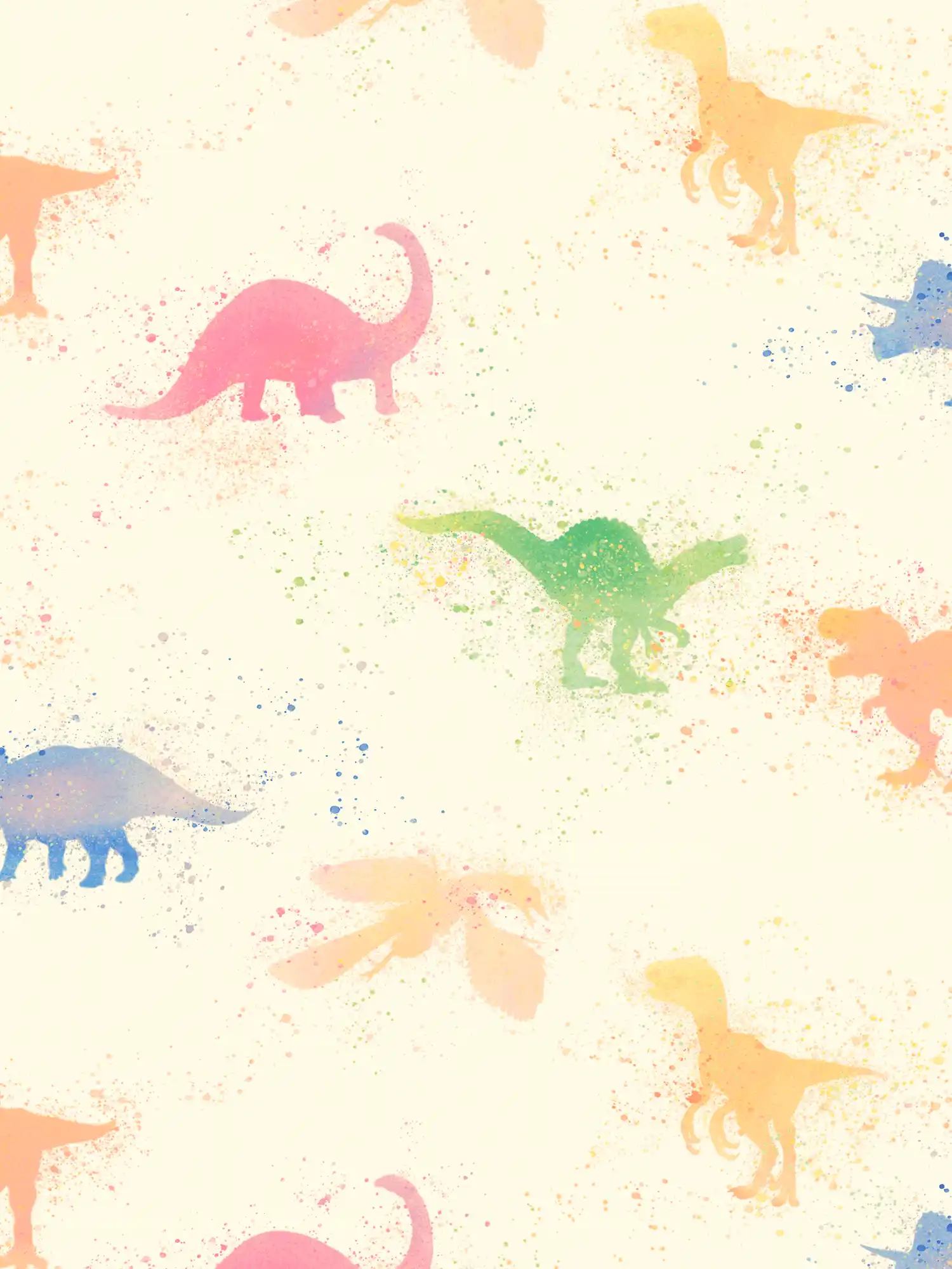         Dino Tapete Aquarell Kinderzimmer – Bunt, Beige, Rosa
    