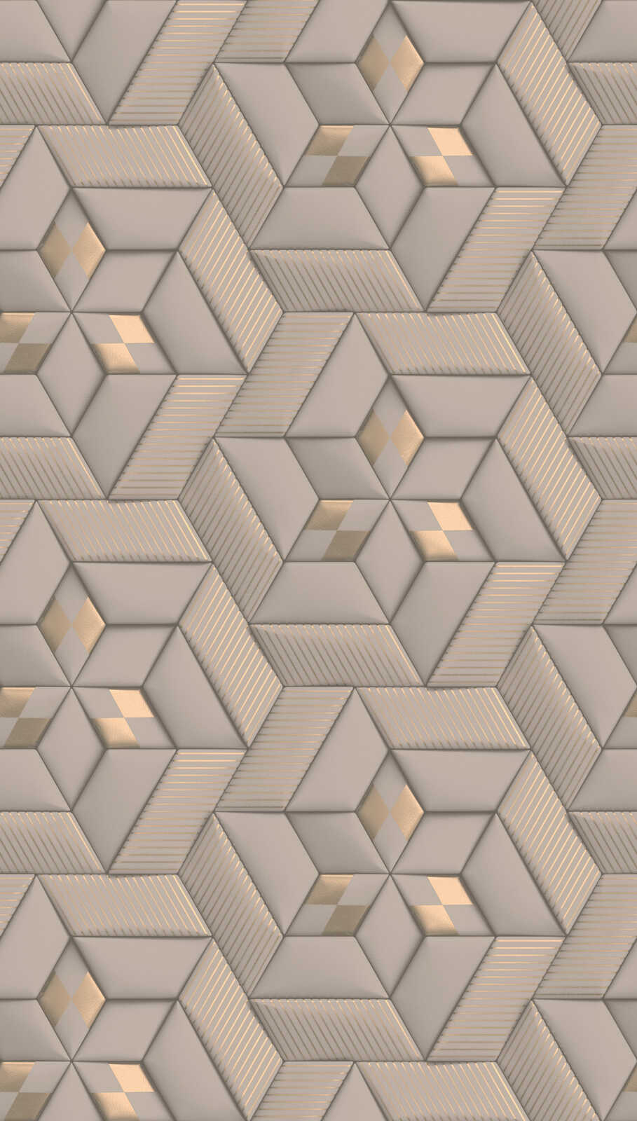             Abstrakte Mustertapete mit 3D-Optik – Grau, Taupe, Bronze
        