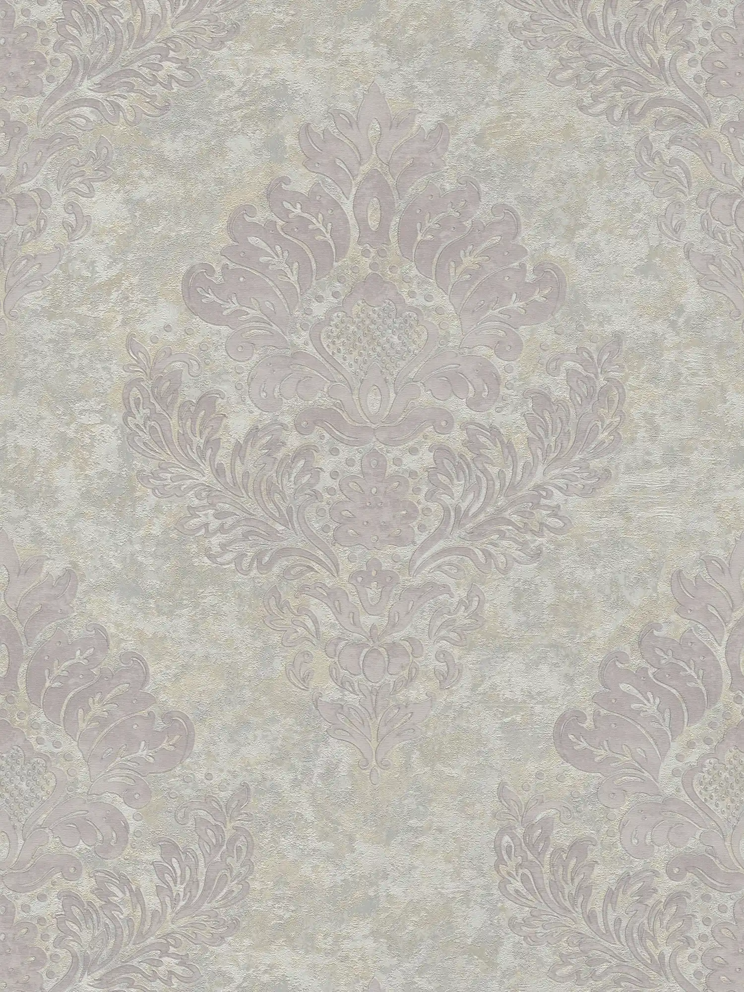             Tapete mit floralen Ornamenten & Metallic-Effekt – Beige, Grau
        