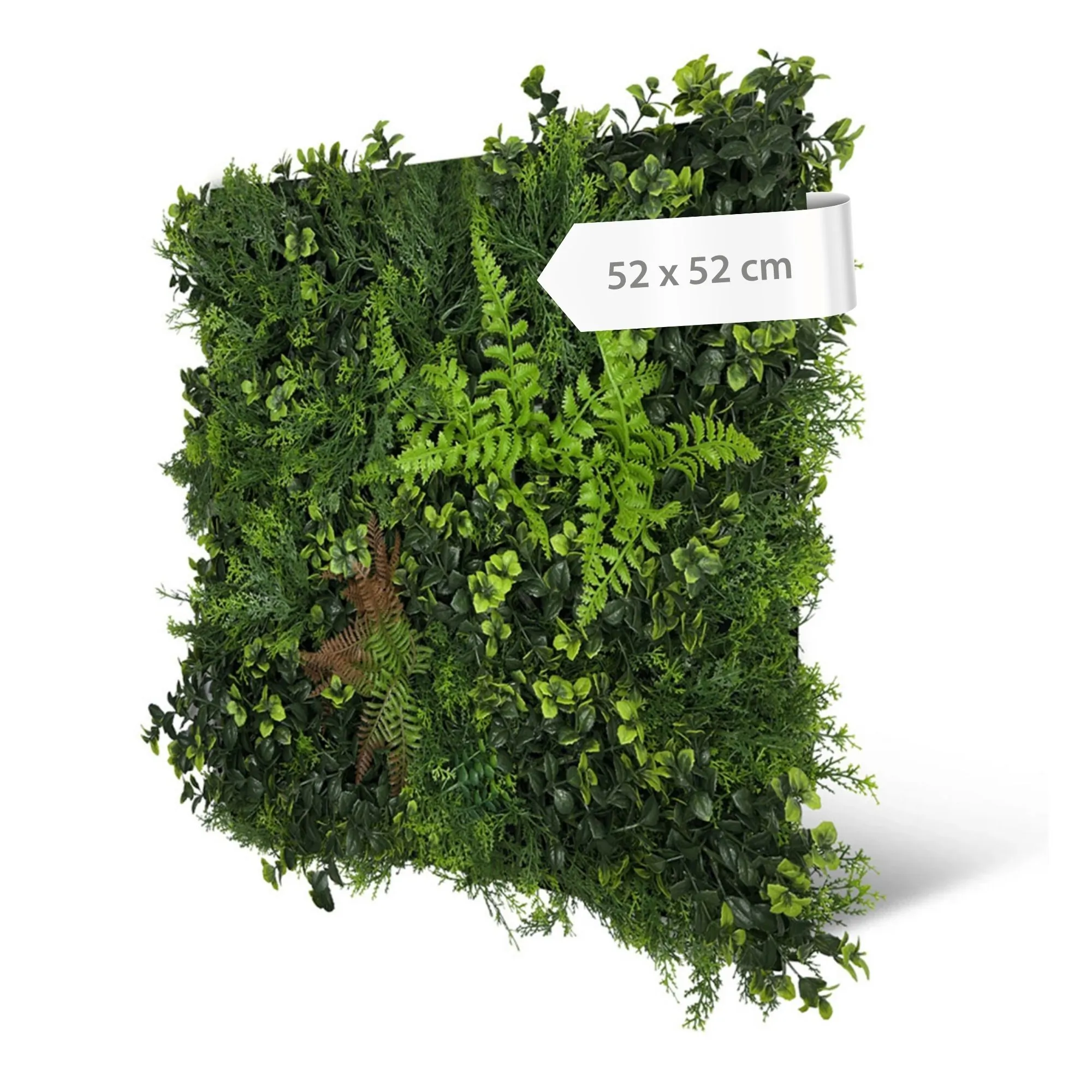 Tropical wall panel with mixed flora design, artificial plant, 52 x 52 cm – green