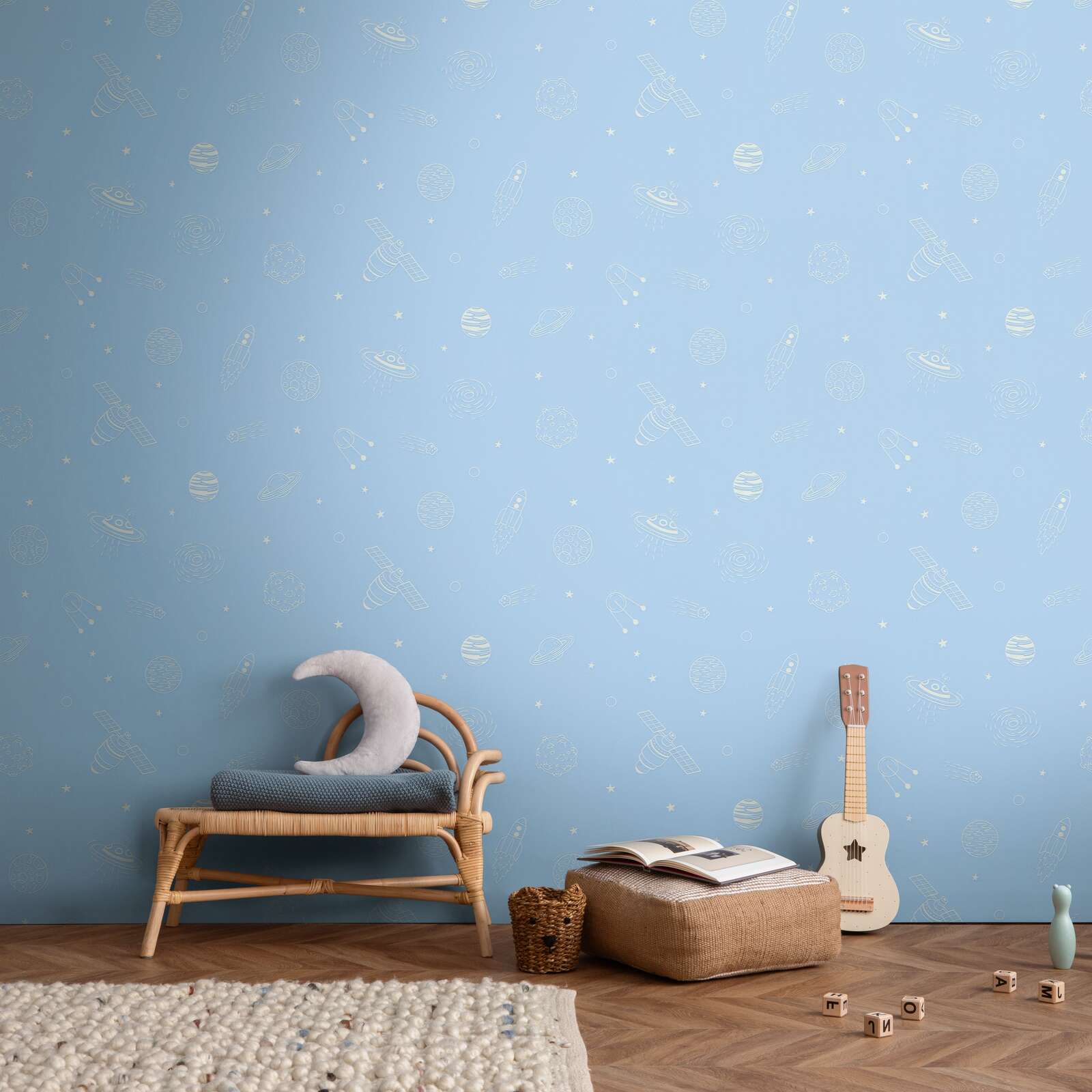 Kinderzimmer, Wanddekor, Hängemöbel, Gitarre, Spielzeug