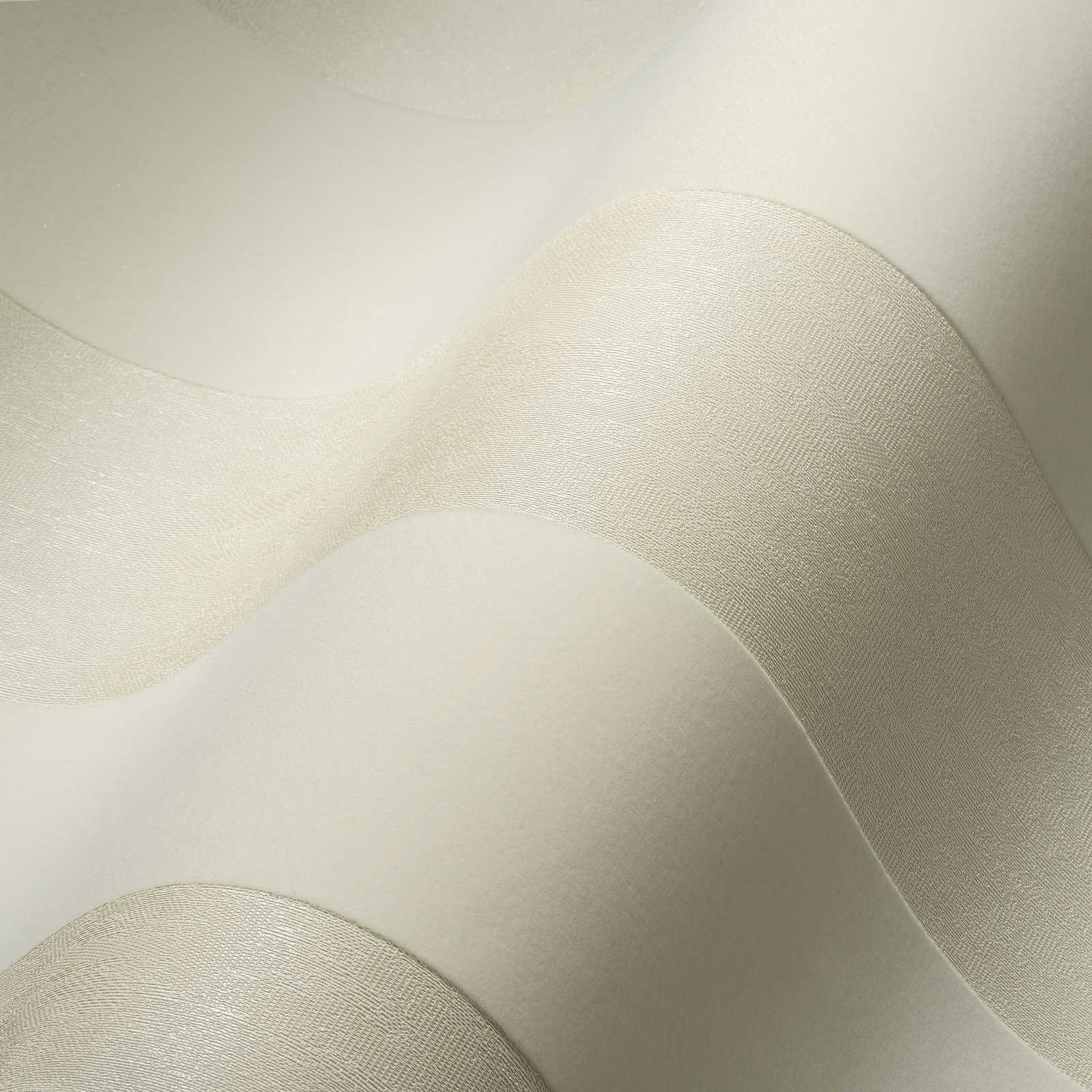             Elegante Tapete mit samtigen Blockstreifen auf Kompaktvinyl – Creme
        