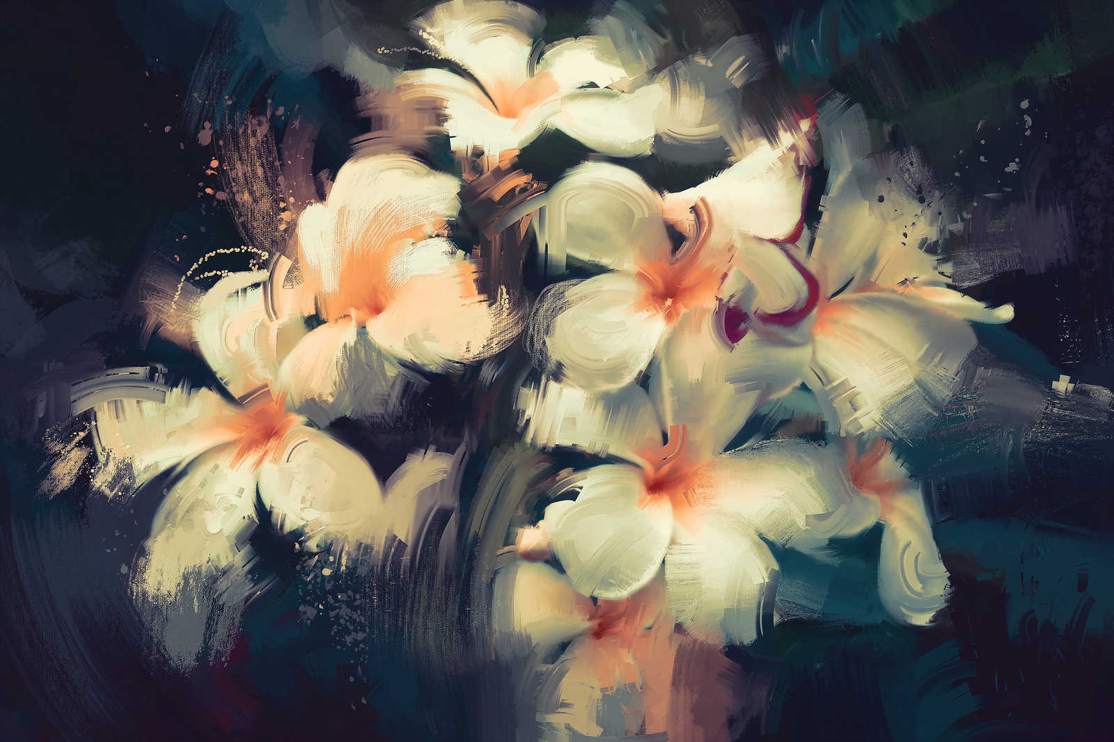 Leinwandbild Blumenstrauß gemalt mit Wischtechnik – 0,90 m x 0,60 m