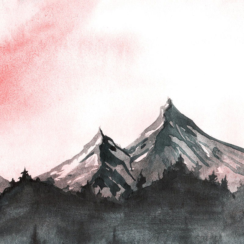         Berglandschaft im Aquarell-Stil – Grau, Rosa
    