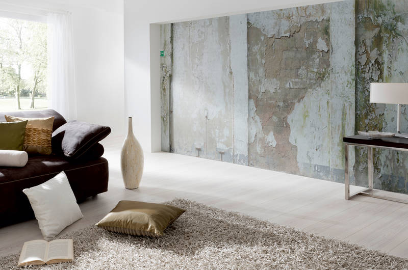             Fototapete verputze Wand mit Säulen und abblätternder Farbe
        