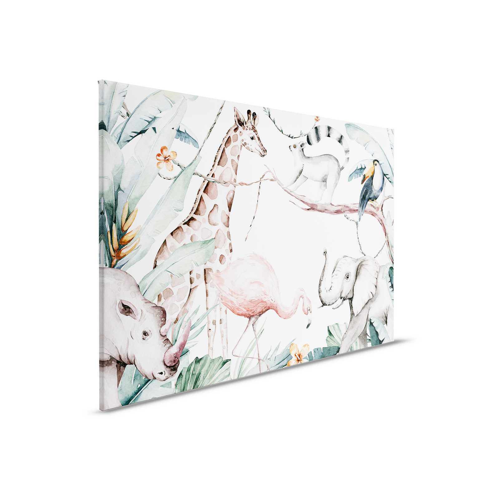         Leinwandbild mit Tieren aus dem Dschungel für Kinder – 0,90 m x 0,60 m
    