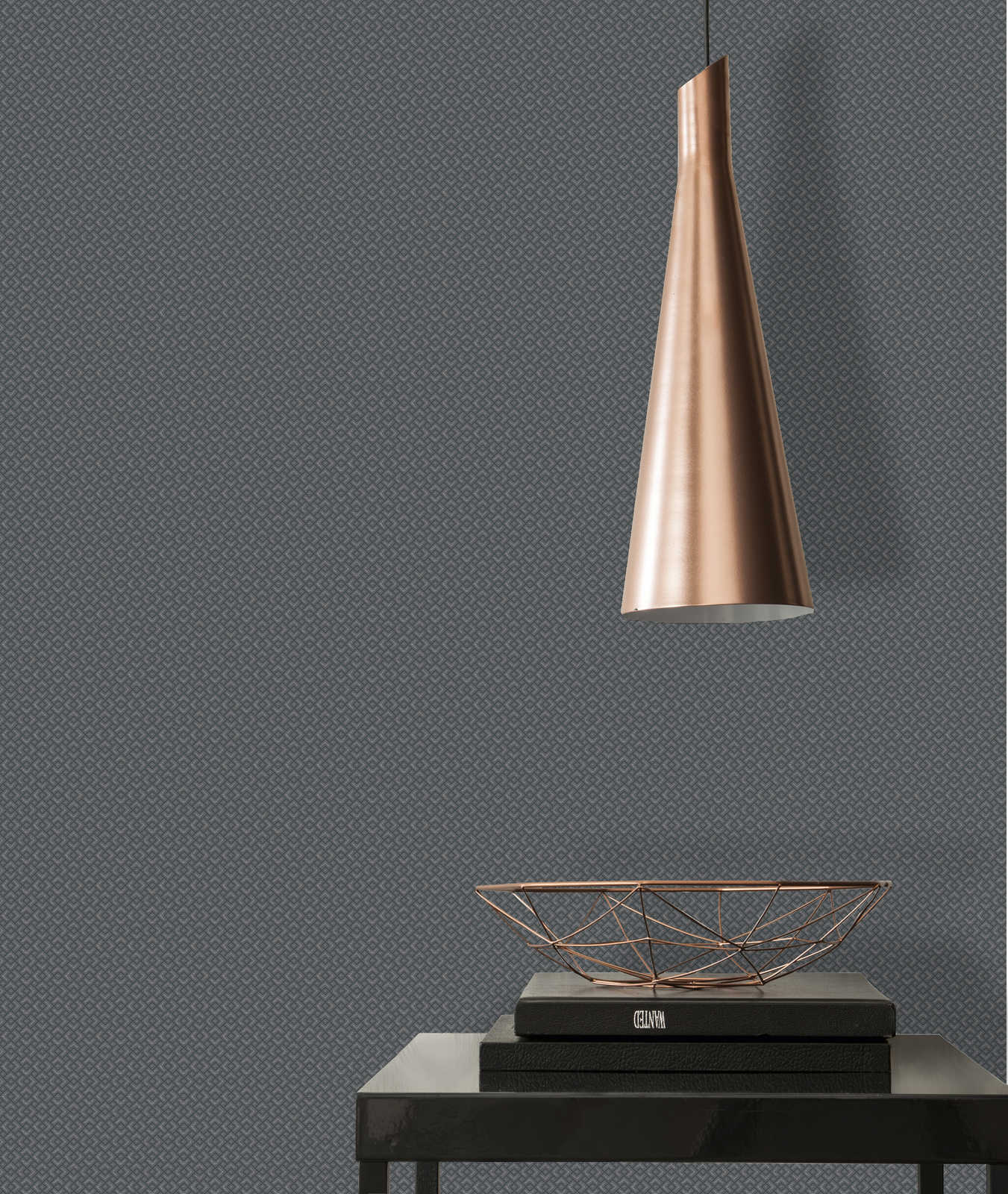             Tapete mit Metallic Akzent & Retro Muster – Schwarz
        