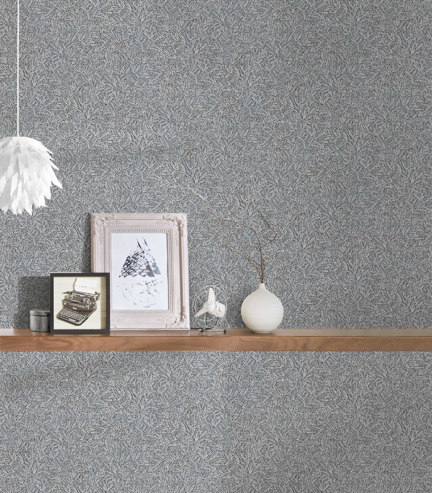             Mustertapete Botanical & Blätter Muster – Grau, Metallic
        