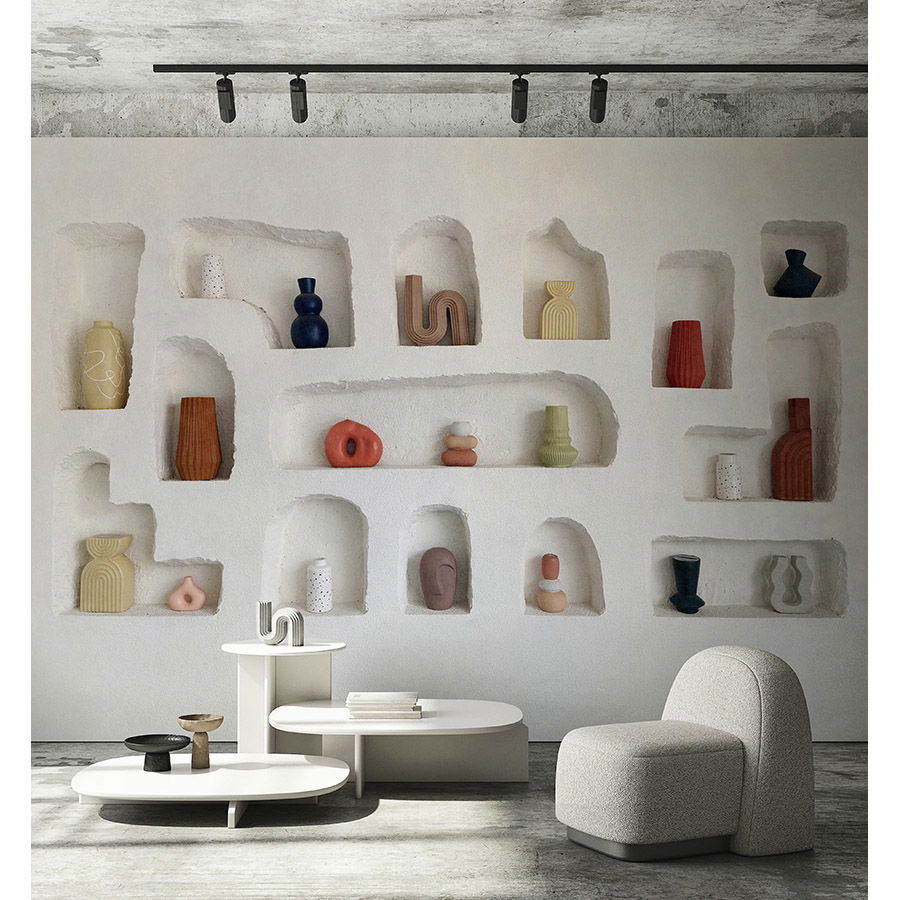         papier peint en papier panoramique »stucco« - objets d'art art déco en maçonnerie - intissé premium lisse et légèrement brillant
    