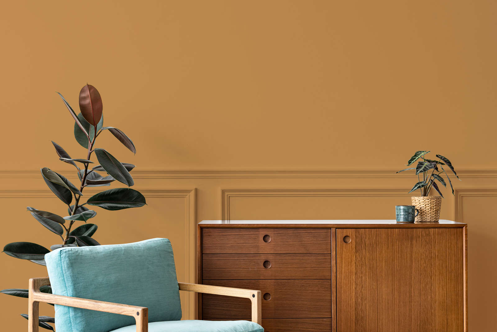 Holzsideboard, Mid-Century, Holz, Drewnig, Pflanze