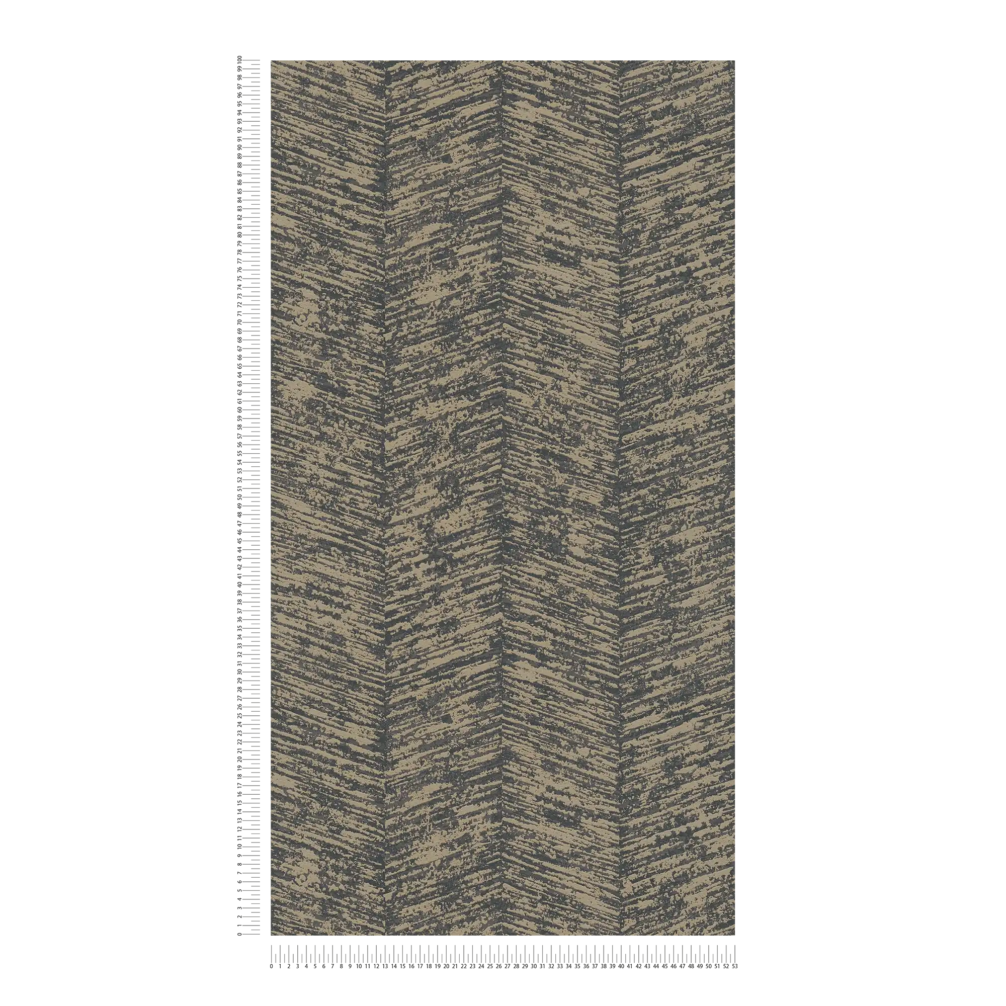             Ethno Tapete mit meliertem Streifenmuster – Grau, Metallic, Schwarz
        