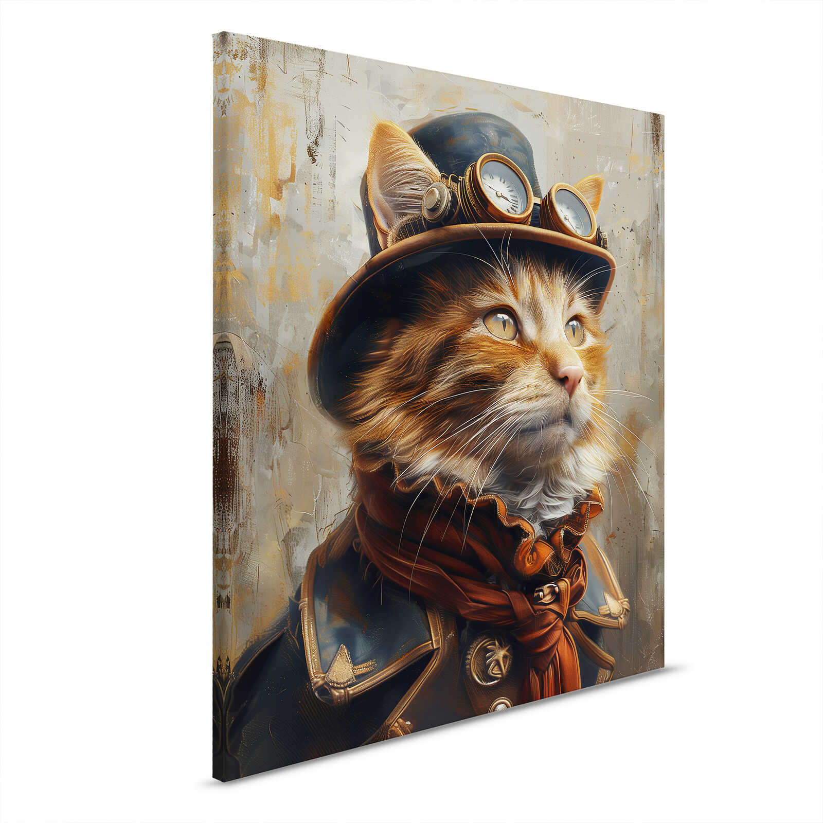         Steampunk Kat - Fascinerende canvas kunst voor dieren- en designliefhebbers - 40 x 50 cm - Zwart, Beige
    