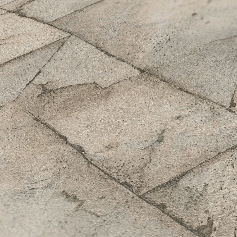             Betonoptik Tapete rustikal & geometrisches Design – Beige, Braun, Grau
        