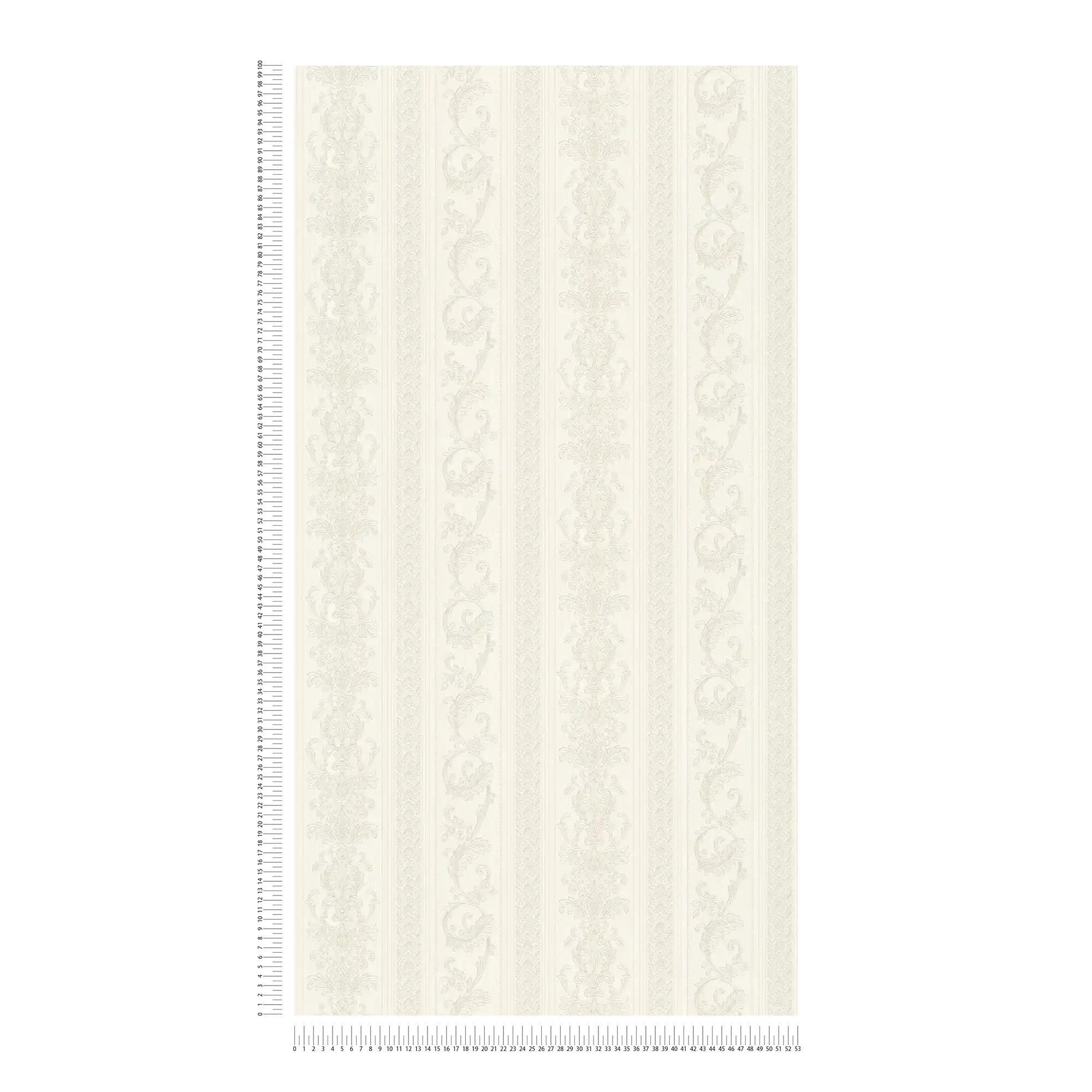 Tapete opulentes Streifen Design mit Ornamenten – Creme, Grau