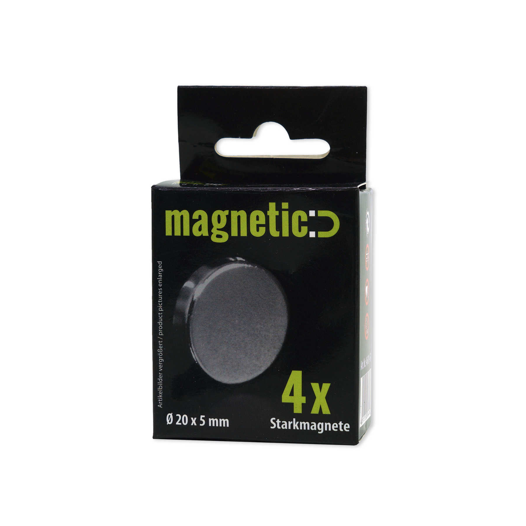 4er-Set runde Starkmagneten in 20 x 5 mm