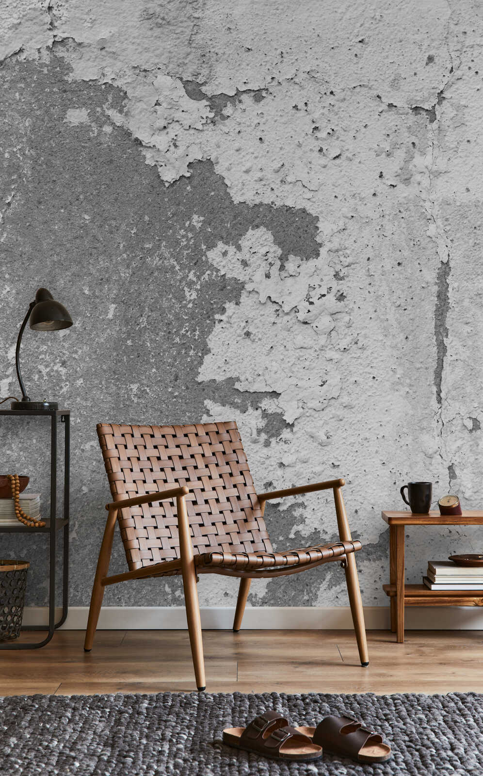 stuhl, geflecht, holz, mid-century, wohnzimmer