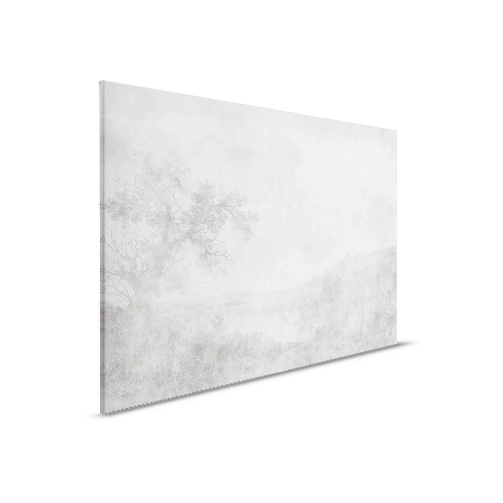         Romantic River 2 - Leinwandbild Vintage Gemälde Schwarz-Weiß – 0,90 m x 0,60 m
    