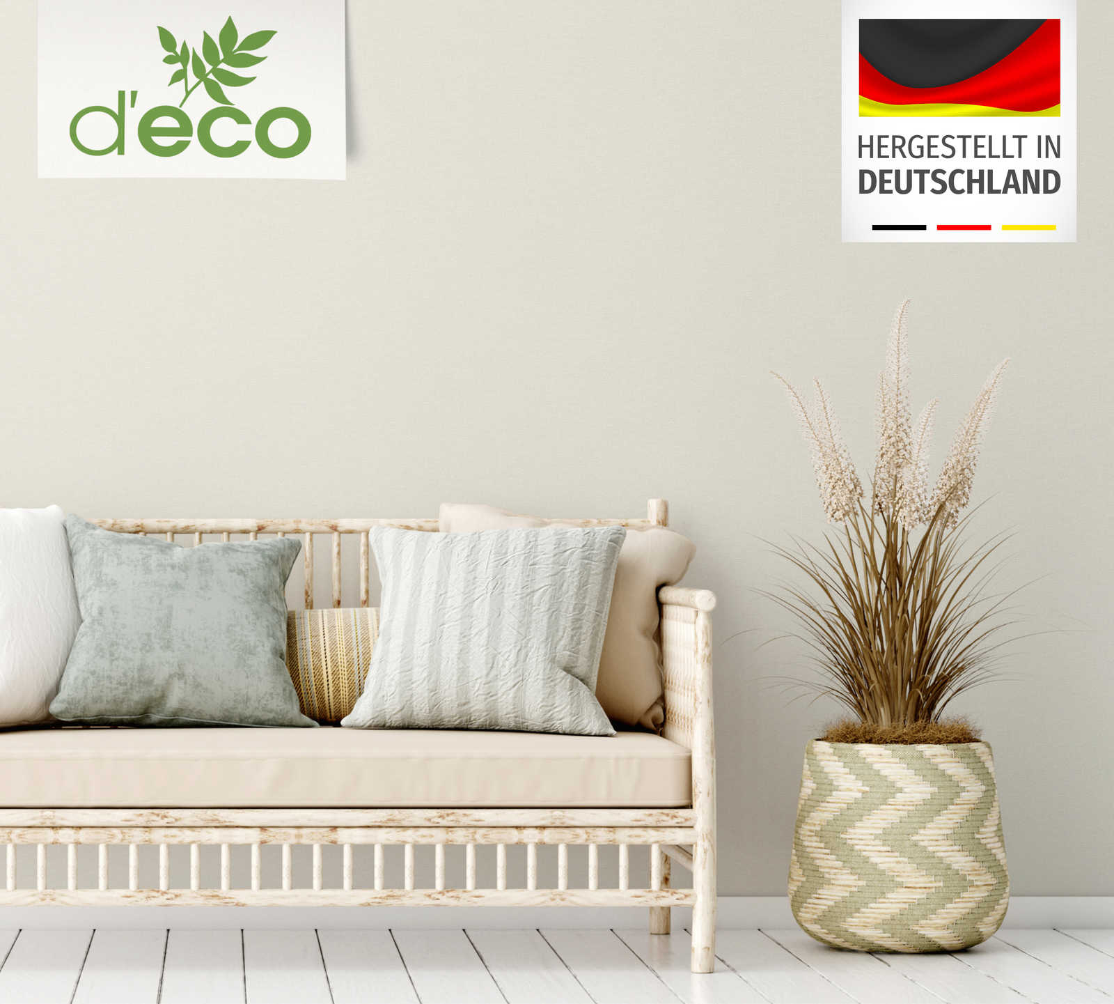             Leinenoptiktapete einfarbig PVC-frei – Beige
        