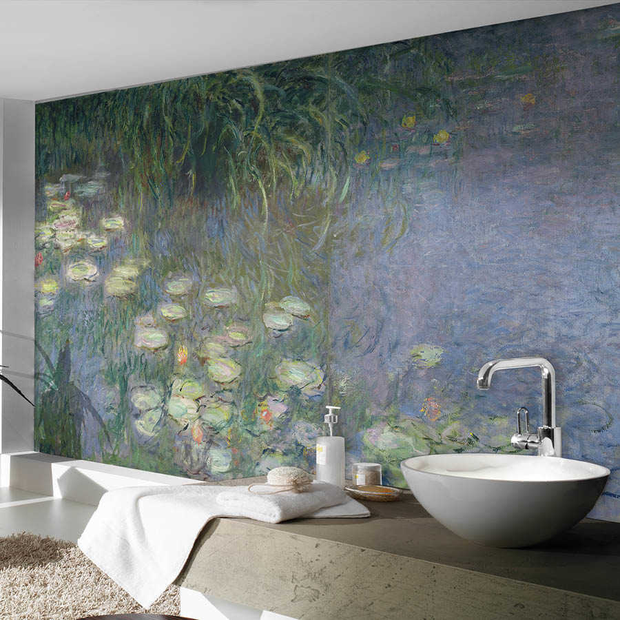 Badezimmer, Wandbemalung, Seerose, Teich, lebendige Kunst