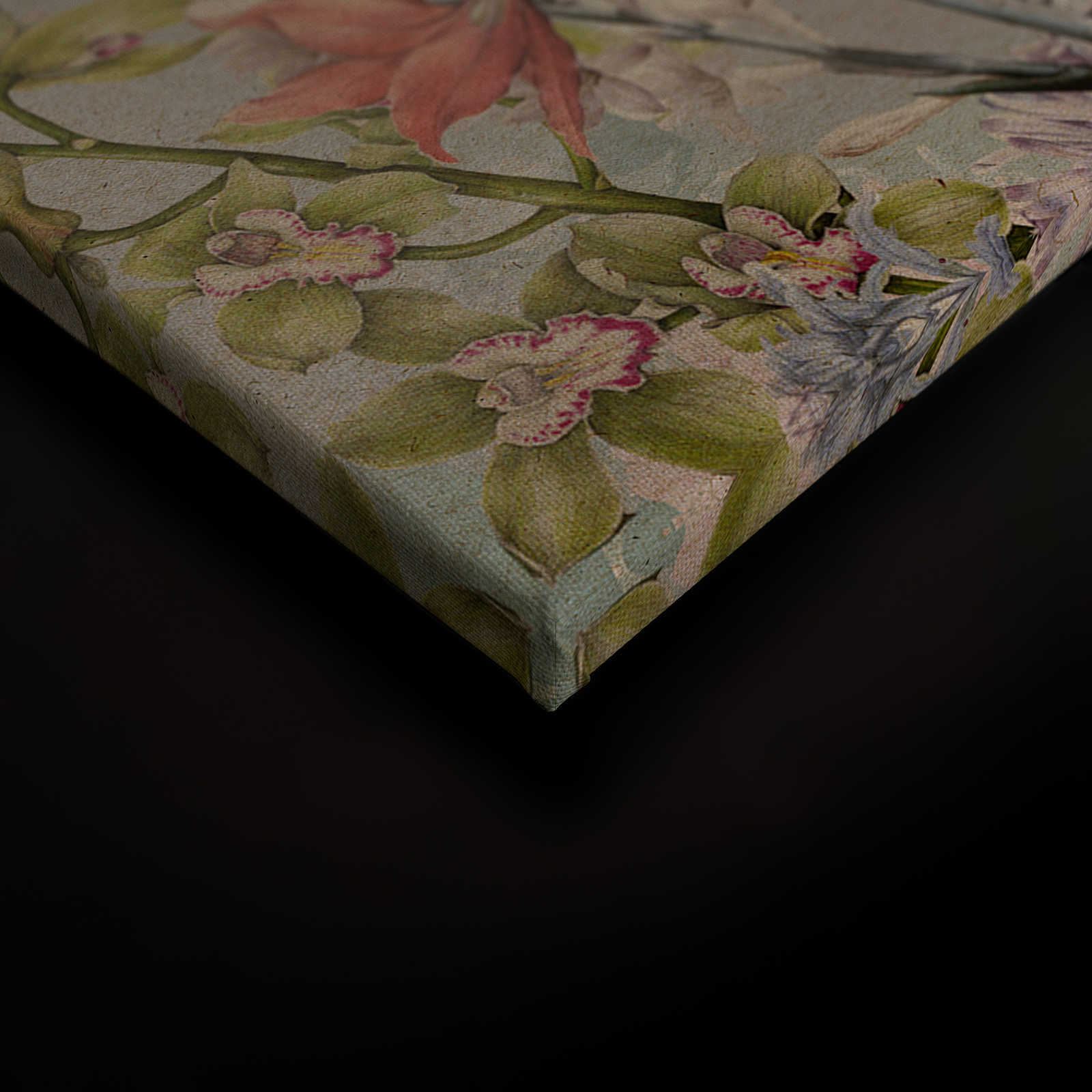             Amelies Home 1 - Vintage Blumen Leinwandbild im romantischen Landhausstil – 0,90 m x 0,60 m
        