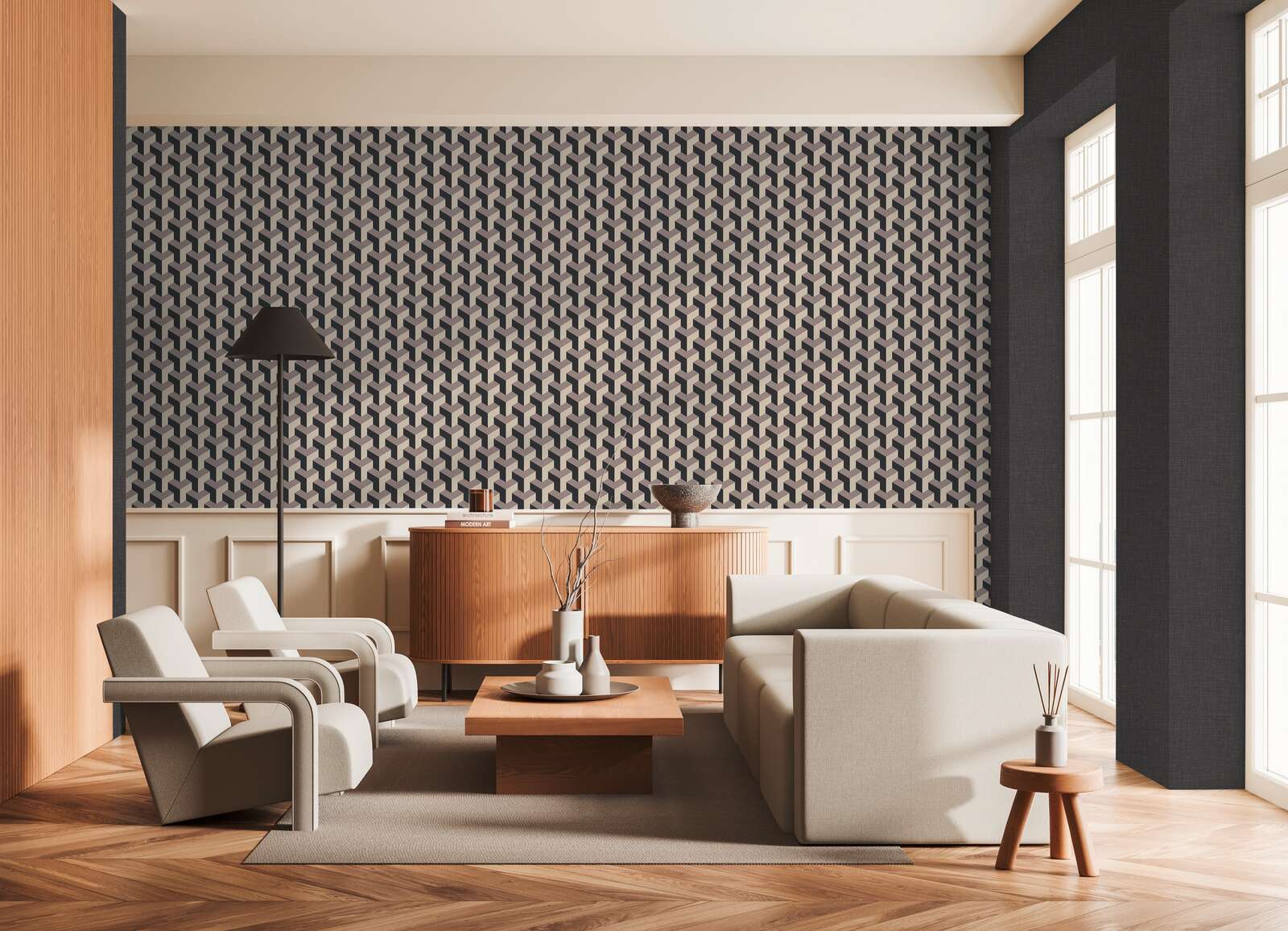 Drinnen, Innenarchitektur, Wohnzimmer, Dekoration Ihres Zuhauses, Holzpaneele