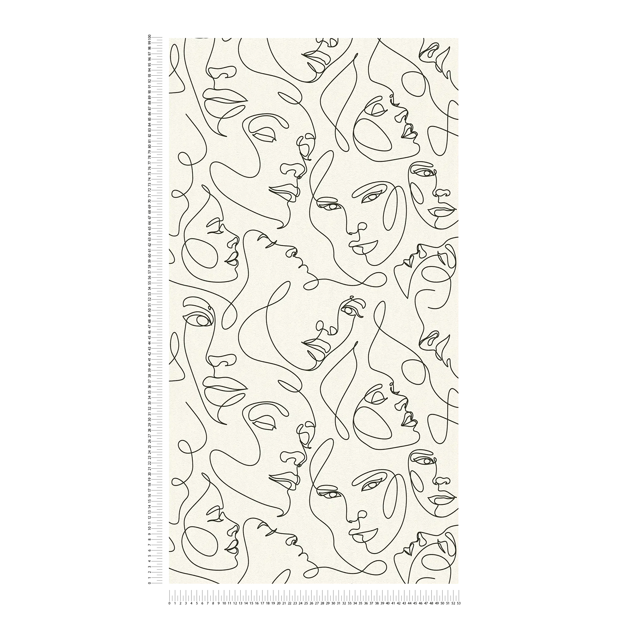             Abstrakte Vliestapete im Face-Line-Design strukturiert und leicht glänzend – Weiß, Schwarz
        