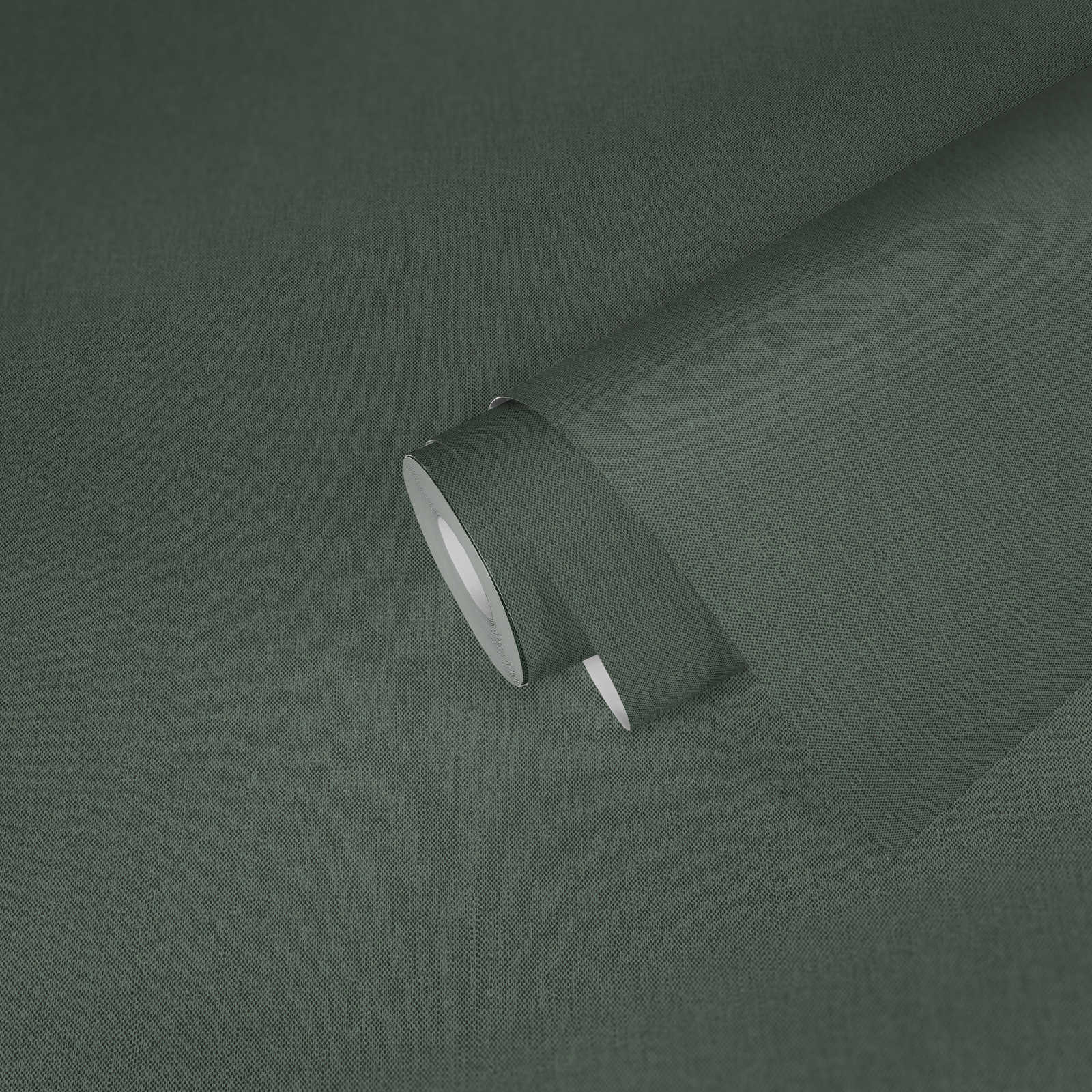 Einfarbige Tapete Tannengrün mit Textilstruktur – Grün