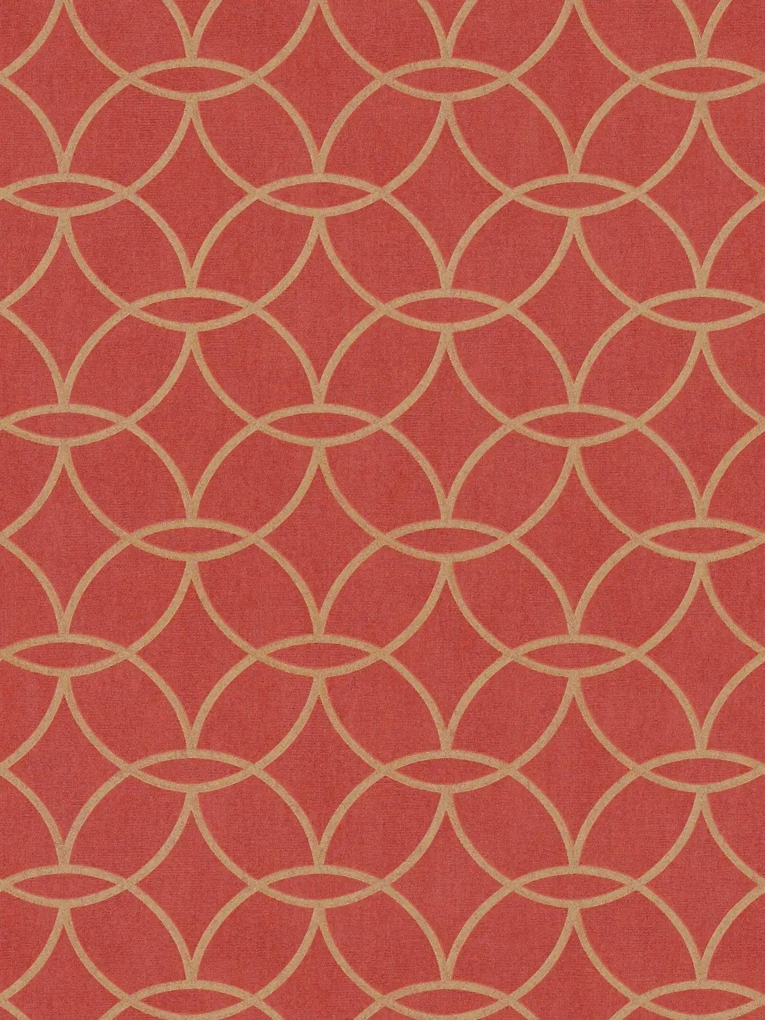         Non-woven wallpaper geometric gold pattern & shimmer effect - red, gold
    