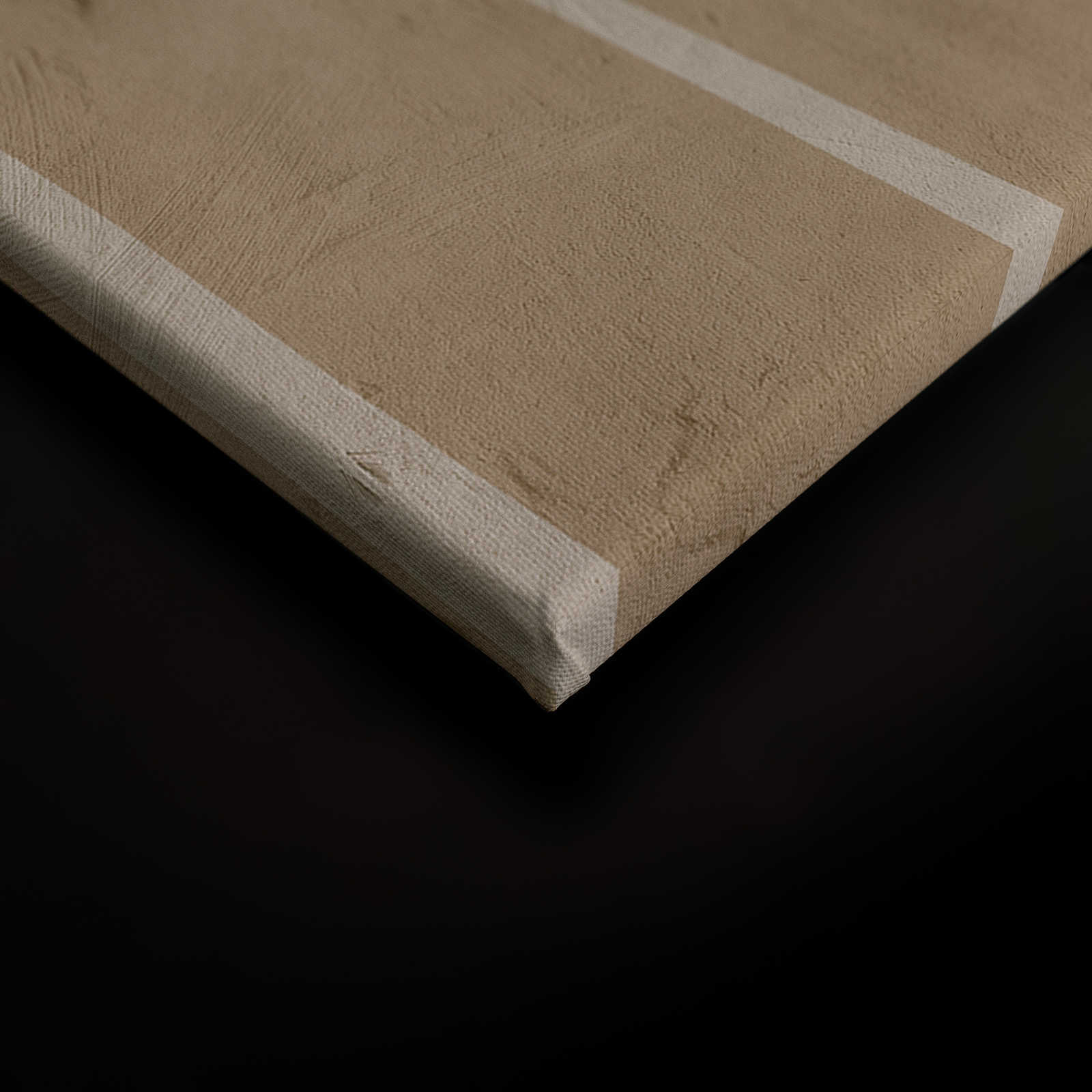             Serengeti 1 - Lehmwand Leinwandbild mit Ethno Linienmuster in Beige – 0,90 m x 0,60 m
        