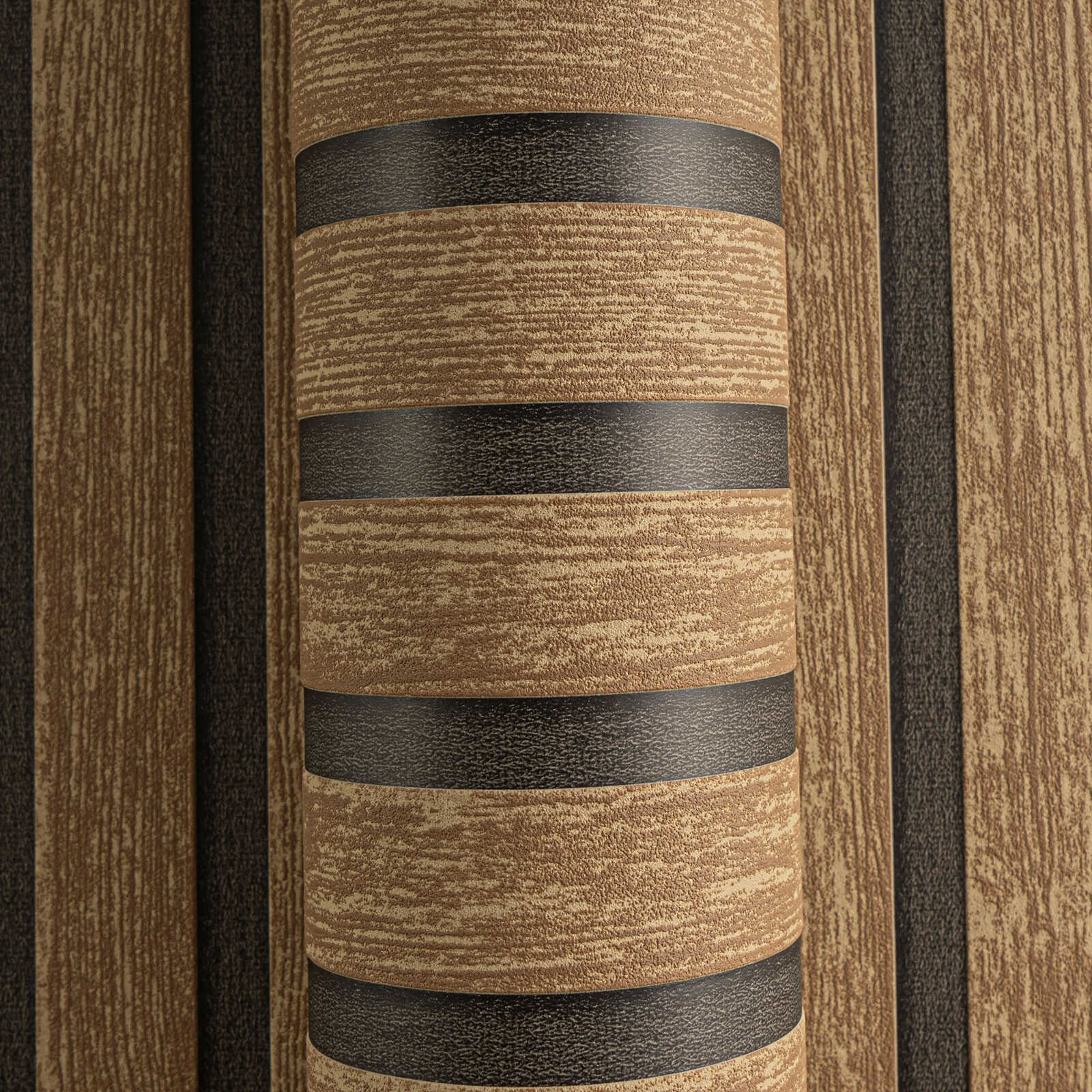 Holzwerk, Mustertapete, Holzimitat, Riegelstruktur, Braun-Schwarz
