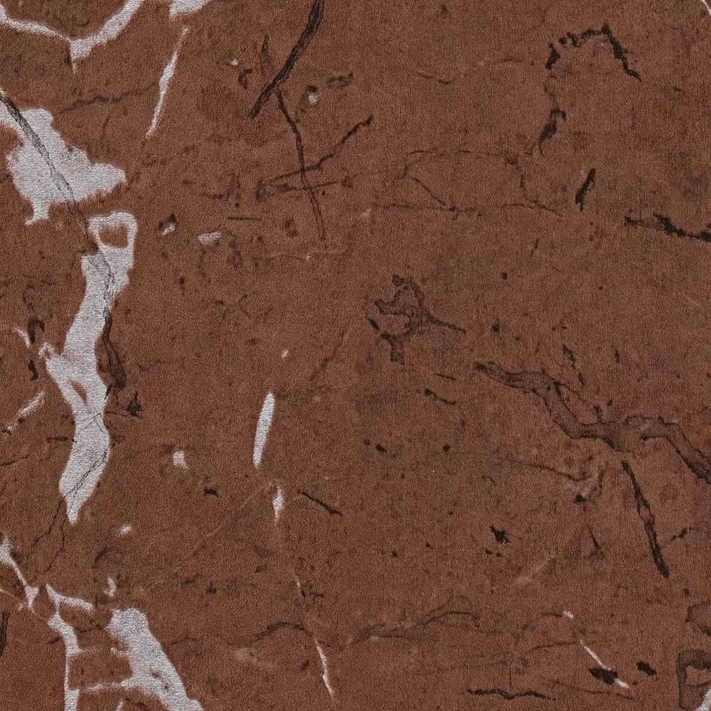 Vliestapete Marmoroptik mit Glanz-Effekt – Braun, Metallic