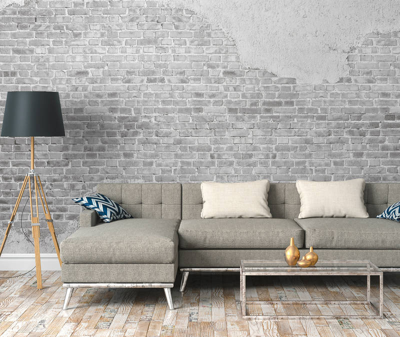             Backsteinmauer mit angesagten Industrial Look – Grau
        