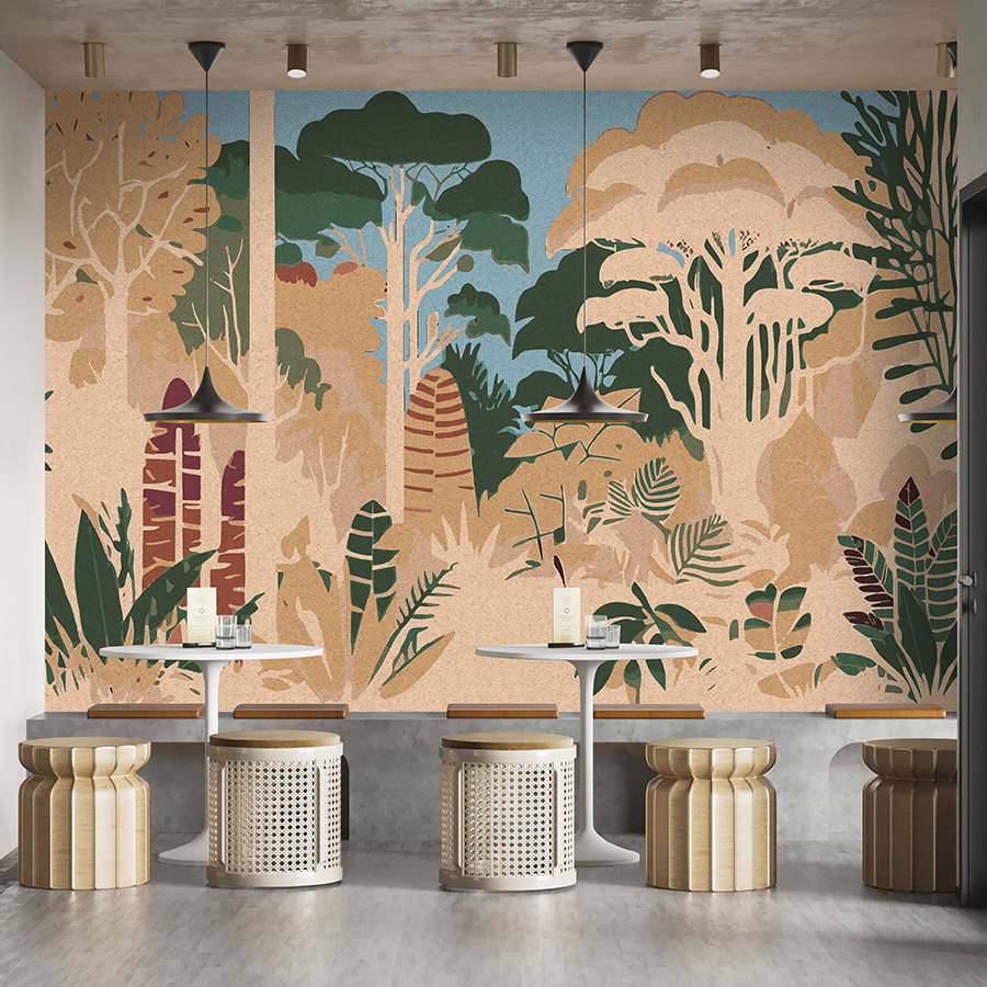 Photo wallpaper »elara« - Abstract savannah motif - Kraft paper texture ...