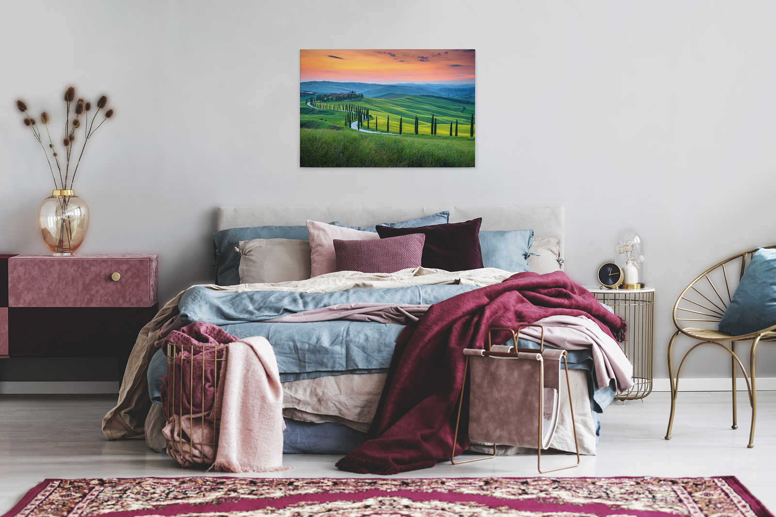             Leinwand Toskana im Sonnenaufgang – 0,90 m x 0,60 m
        