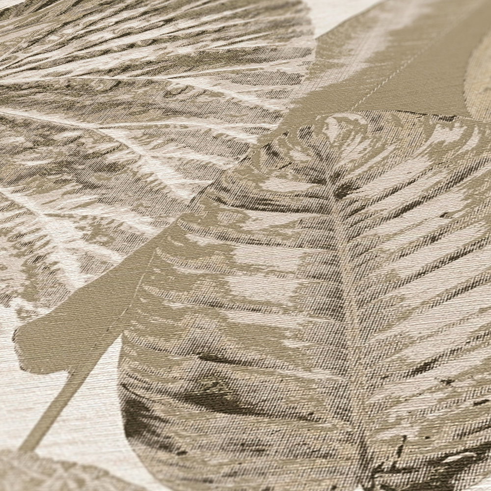             Tapete mit Dschungelmuster leicht strukturiert, matt – Beige, Taupe
        