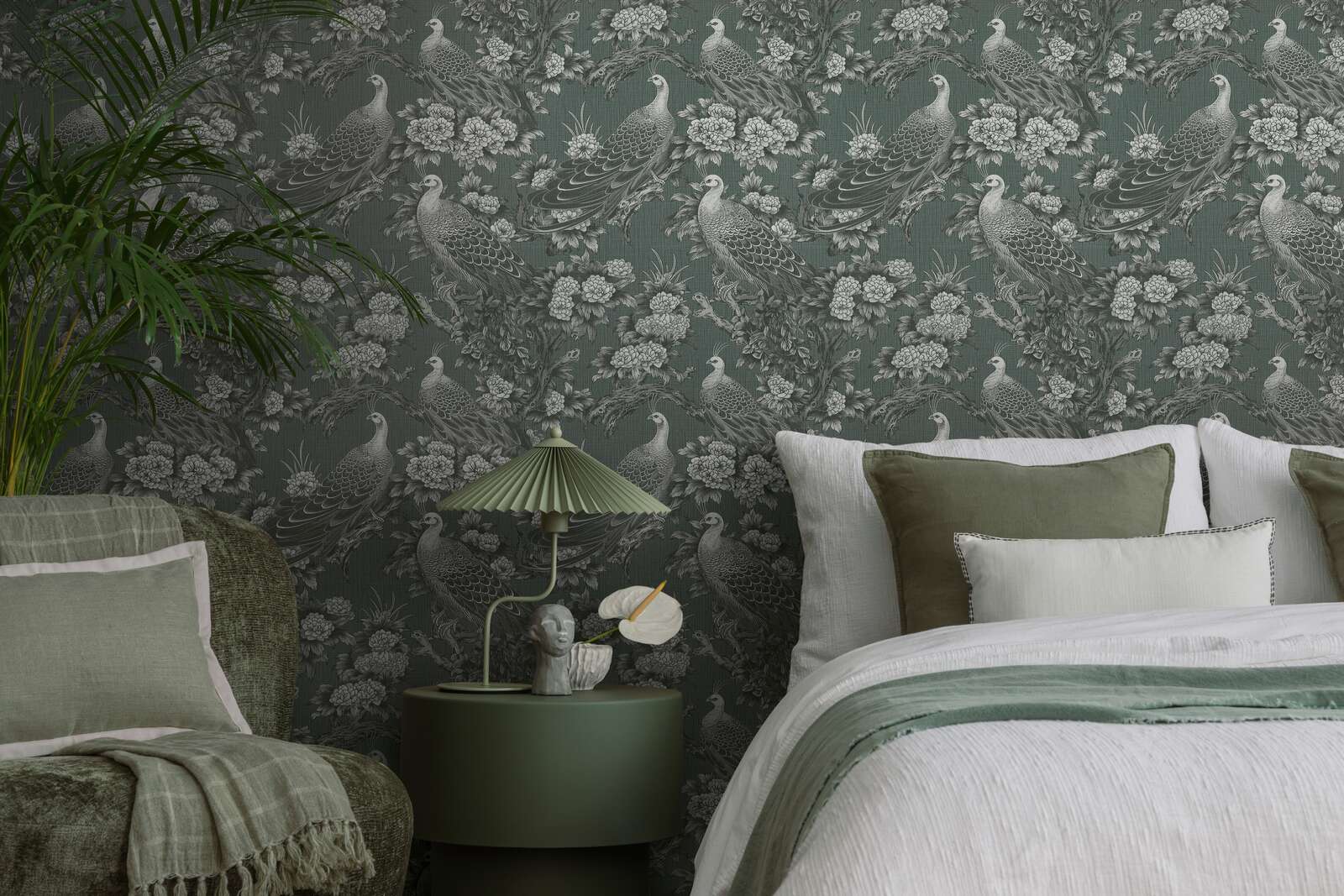 MICHALSKY Vliestapete im englischem Landhausstil floral – Grau, Schwarz